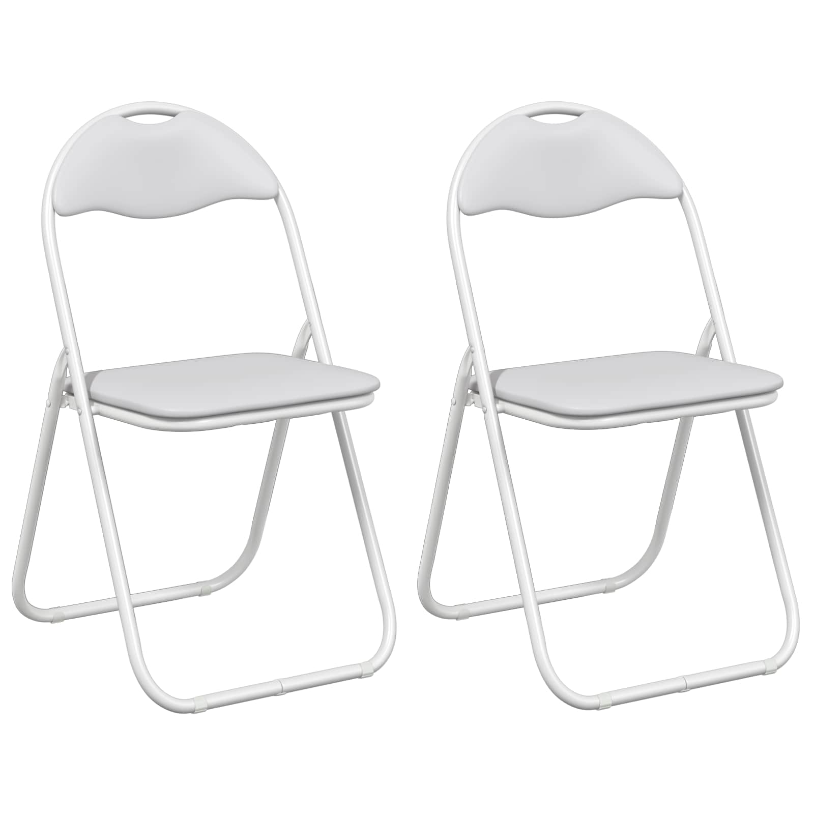 vidaXL Krzesło składane 2 pcs Skóra ekologiczna Biały
