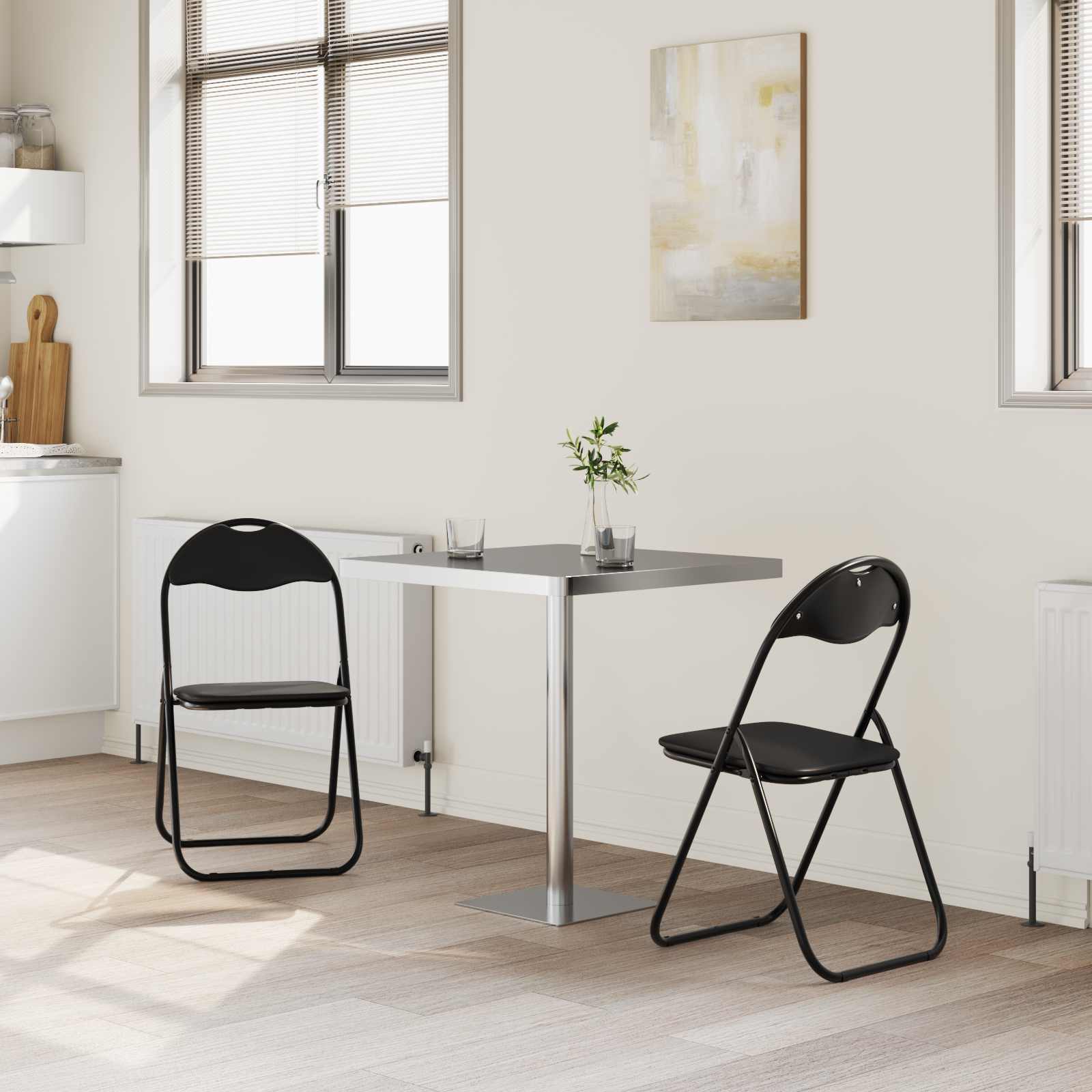vidaXL Krzesło składane 2 pcs Czarny 48 x 43,5 x 81 cm