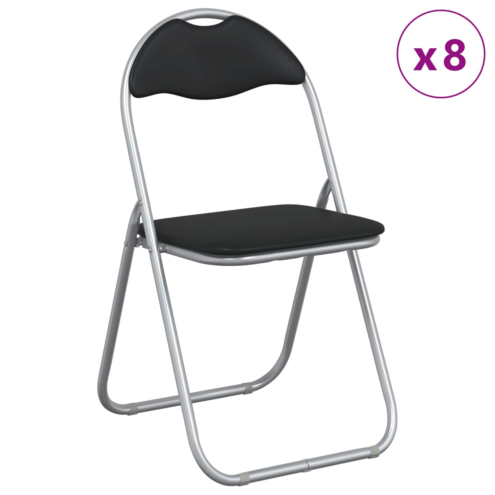 vidaXL Krzesło składane 8 pcs Czarny i szary 48 x 43,5 x 81 cm