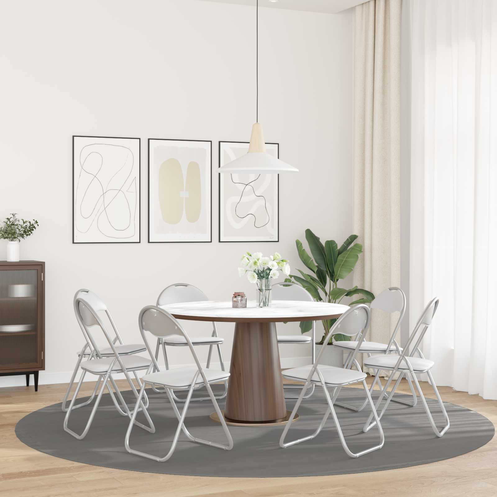 vidaXL Krzesło składane 8 pcs Biały i szary 48 x 43,5 x 81 cm