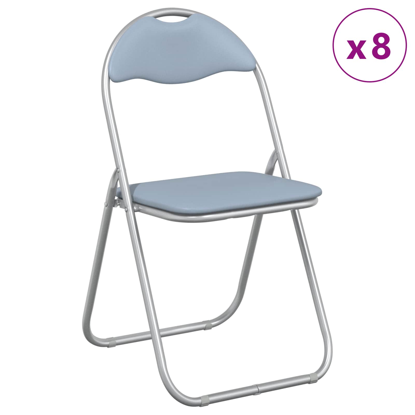 vidaXL Krzesło składane 8 pcs Szary 48 x 43,5 x 81 cm