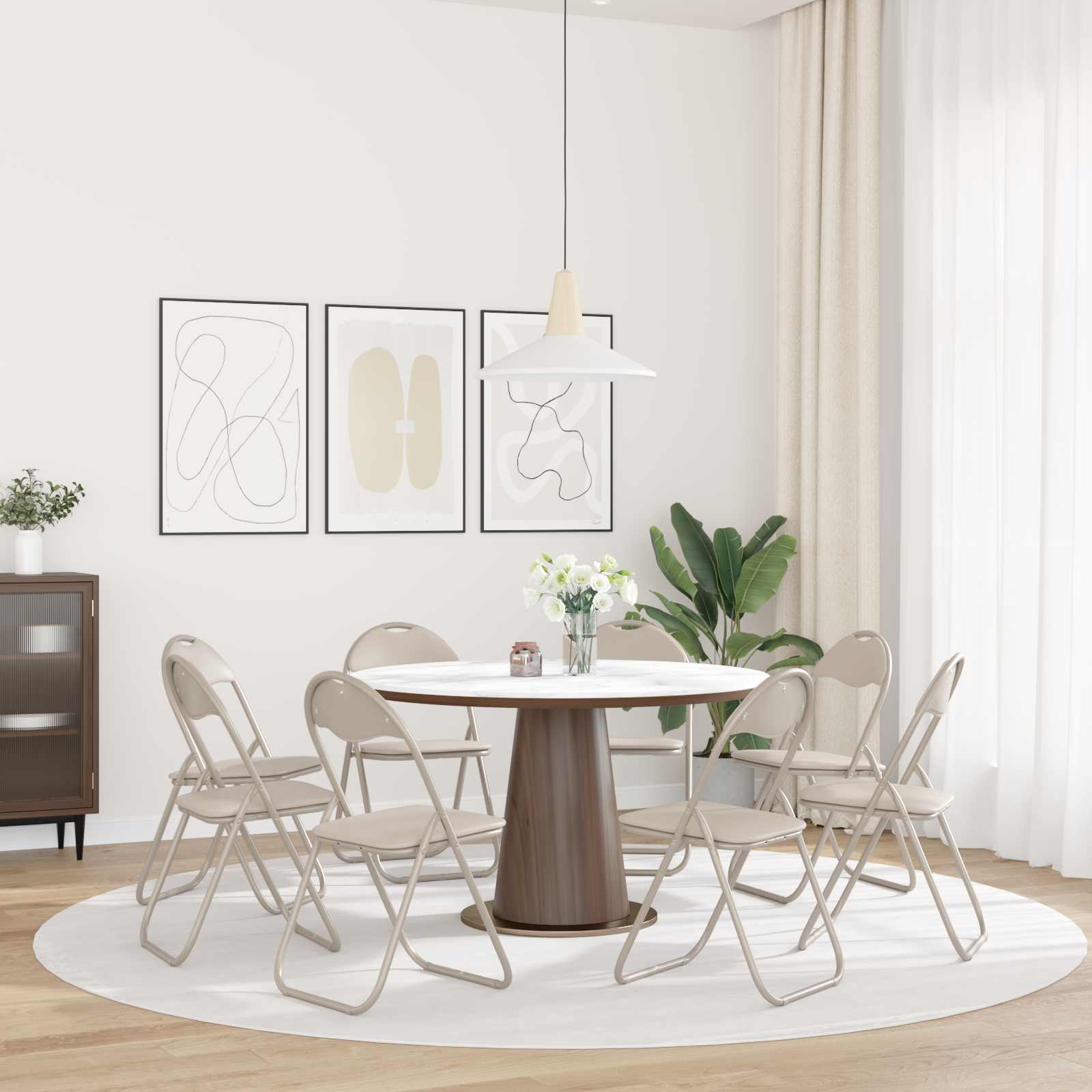 vidaXL Krzesło składane 8 pcs piaskowy 48 x 43,5 x 81 cm