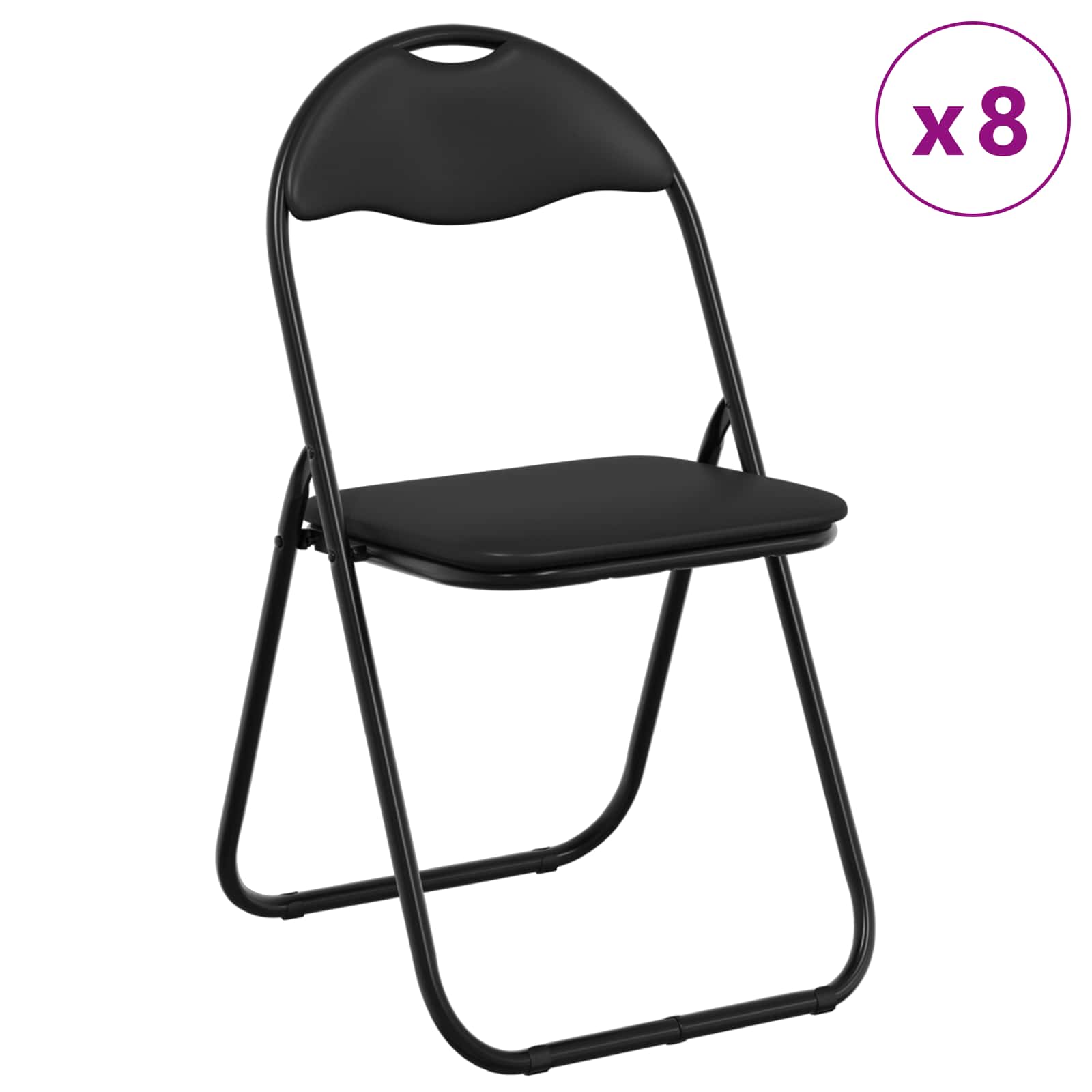 vidaXL Krzesło składane 8 pcs Czarny 48 x 43,5 x 81 cm
