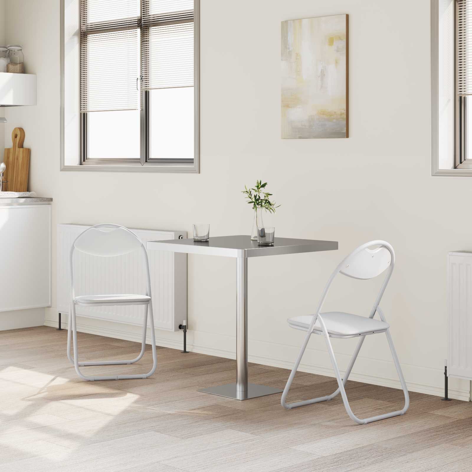 vidaXL Krzesło składane 2 pcs Biały 48 x 43,5 x 81 cm