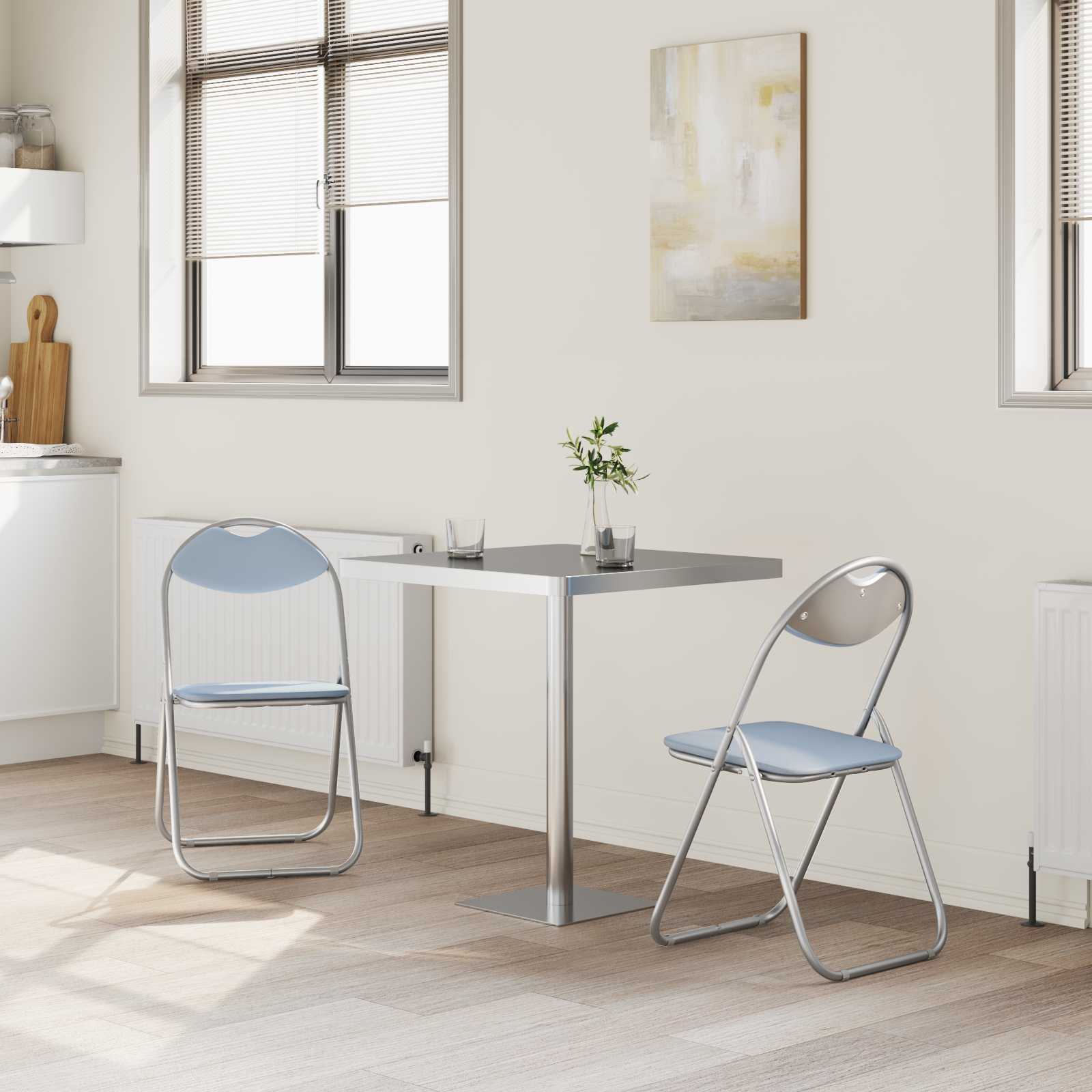 vidaXL Krzesło składane 2 pcs Szary 48 x 43,5 x 81 cm