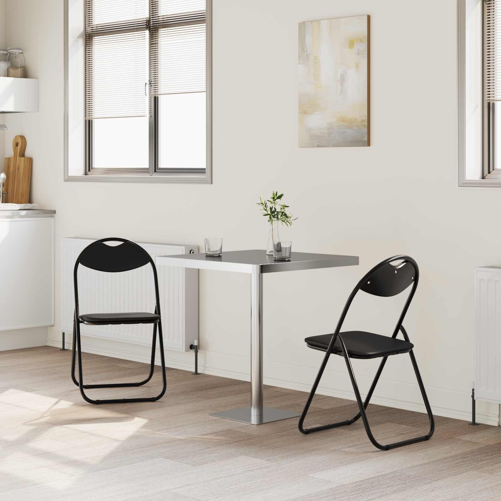 vidaXL Krzesło składane 2 pcs Czarny 48 x 43,5 x 81 cm