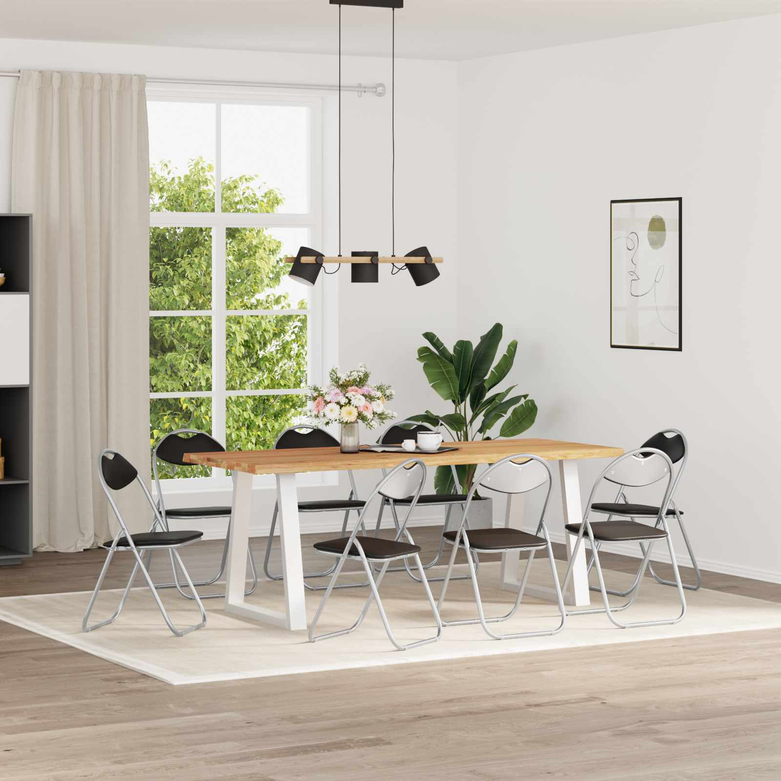 vidaXL Krzesło składane 8 pcs Czarny i szary 48 x 43,5 x 81 cm