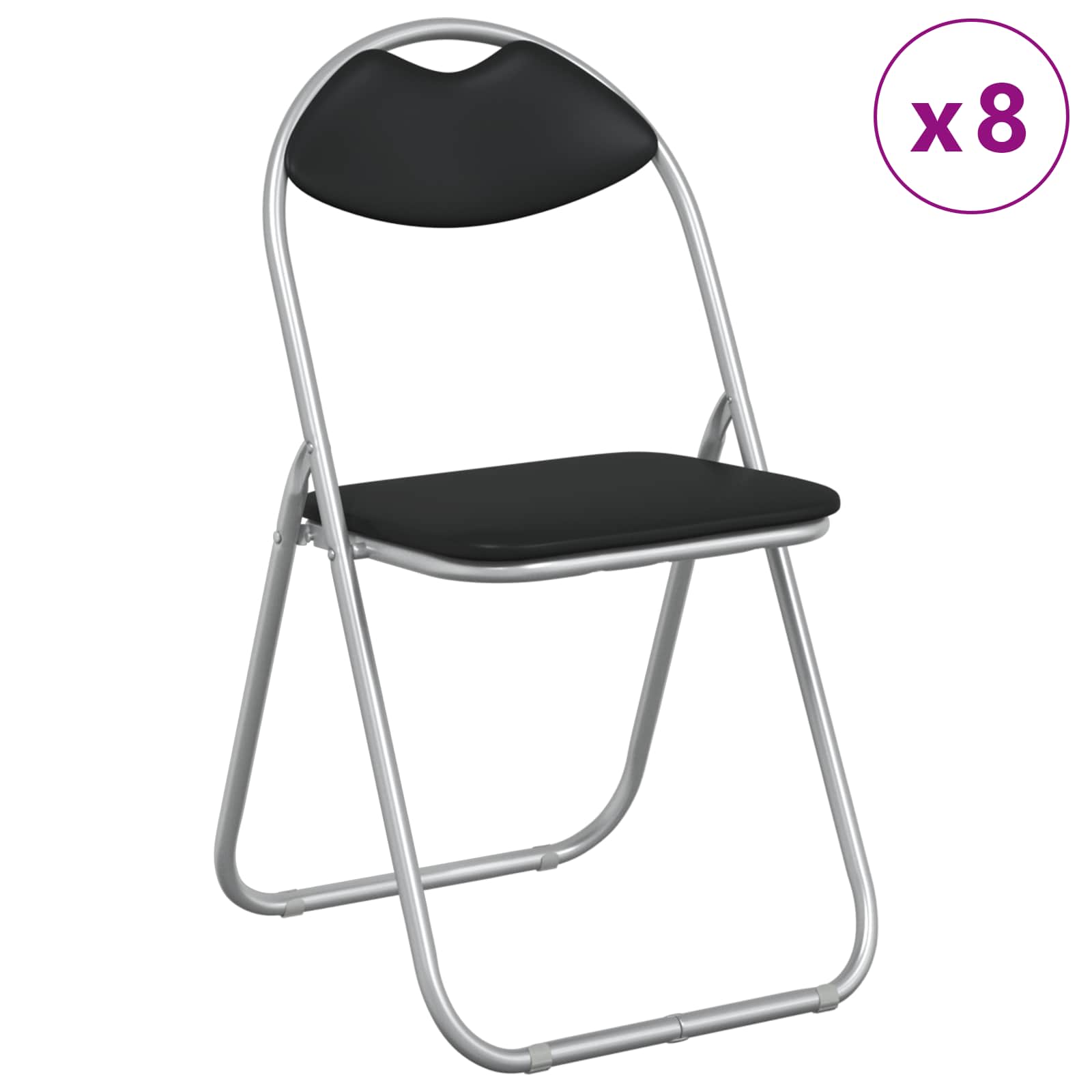vidaXL Krzesło składane 8 pcs Czarny i szary 48 x 43,5 x 81 cm