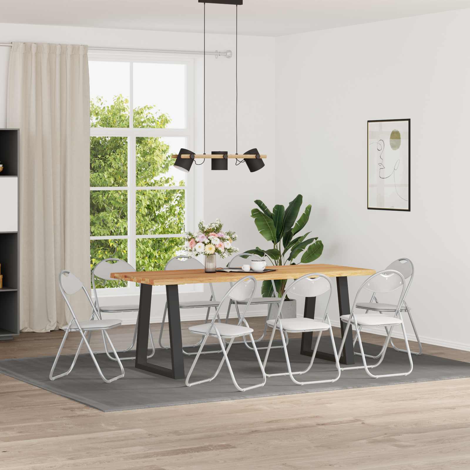 vidaXL Krzesło składane 8 pcs Biały i szary 48 x 43,5 x 81 cm
