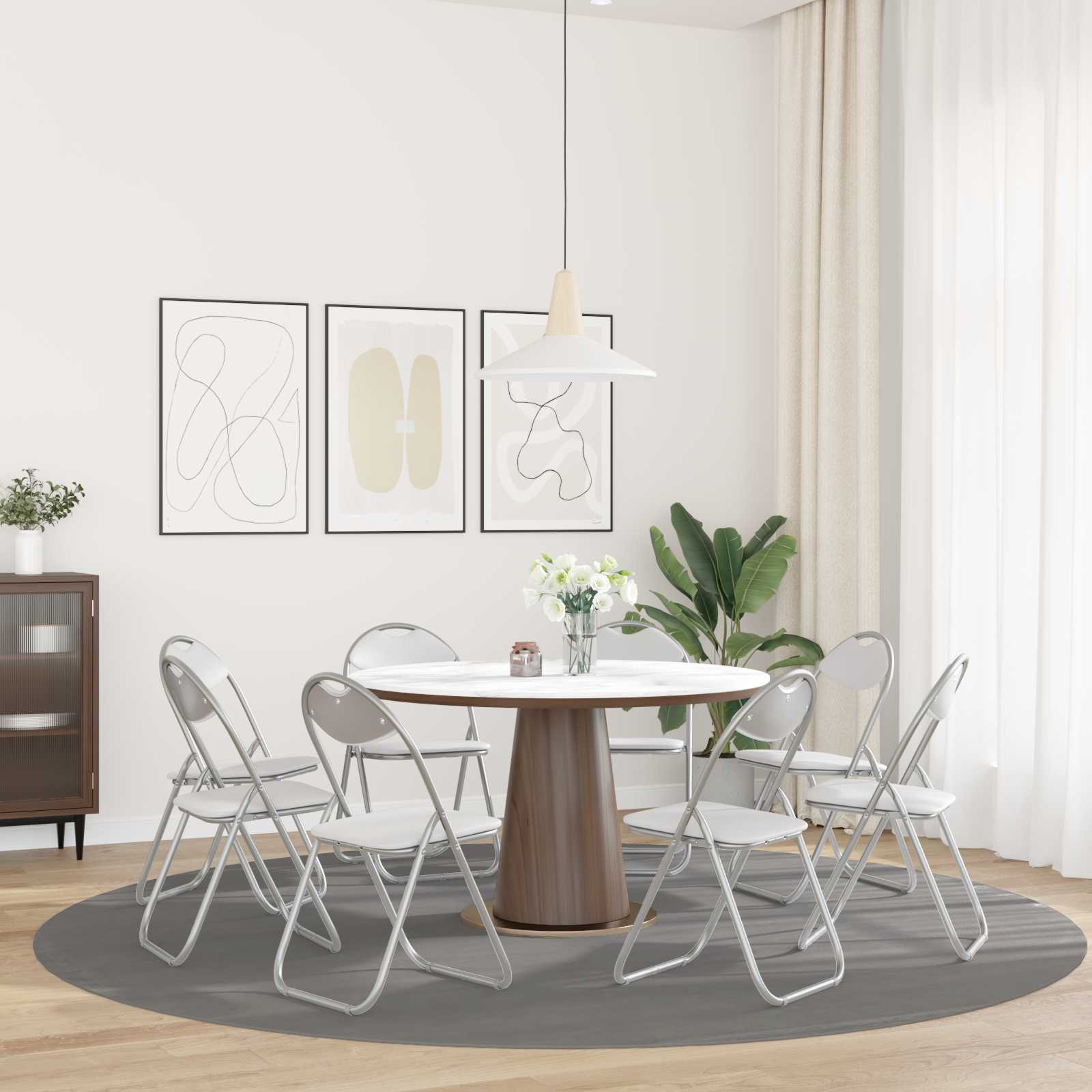 vidaXL Krzesło składane 8 pcs Biały i szary 48 x 43,5 x 81 cm