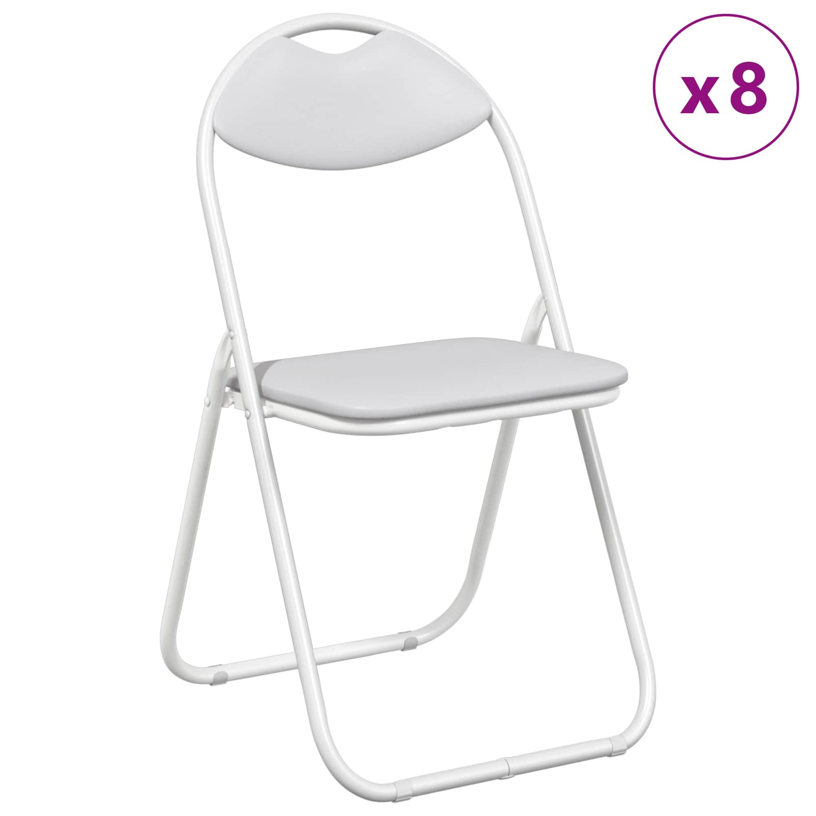 vidaXL Krzesło składane 8 pcs Biały 48 x 43,5 x 81 cm