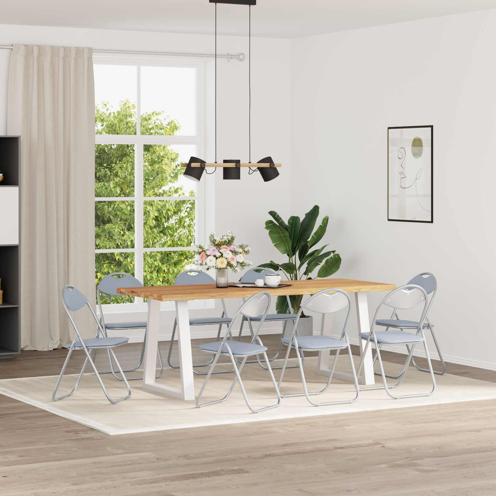vidaXL Krzesło składane 8 pcs Szary 48 x 43,5 x 81 cm