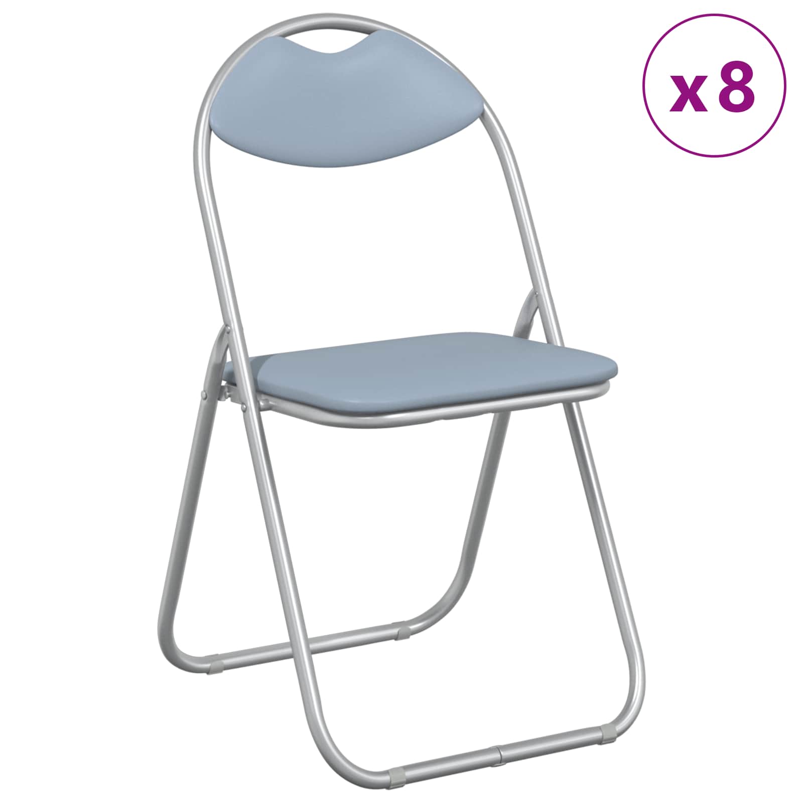 vidaXL Krzesło składane 8 pcs Szary 48 x 43,5 x 81 cm