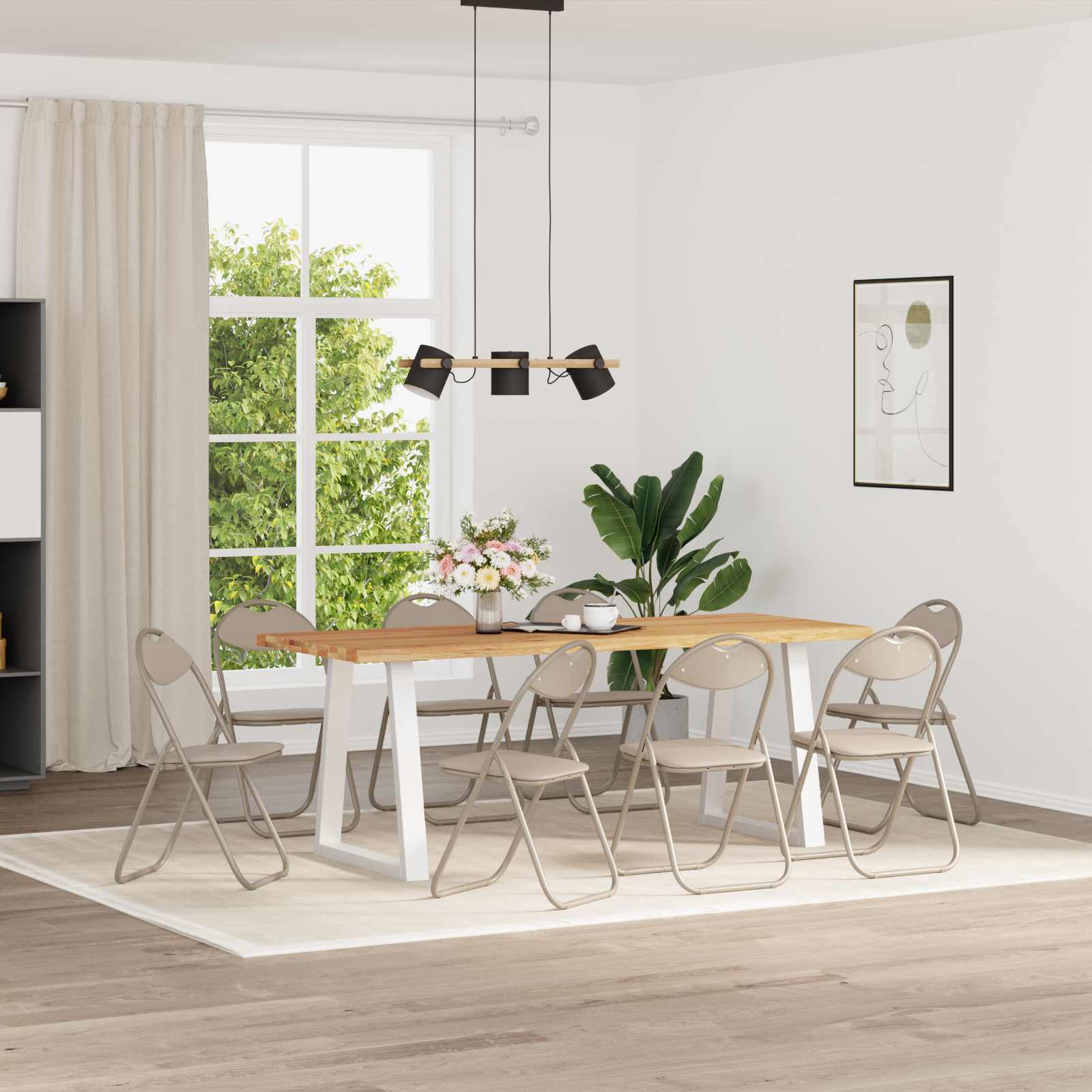 vidaXL Krzesło składane 8 pcs piaskowy 48 x 43,5 x 81 cm