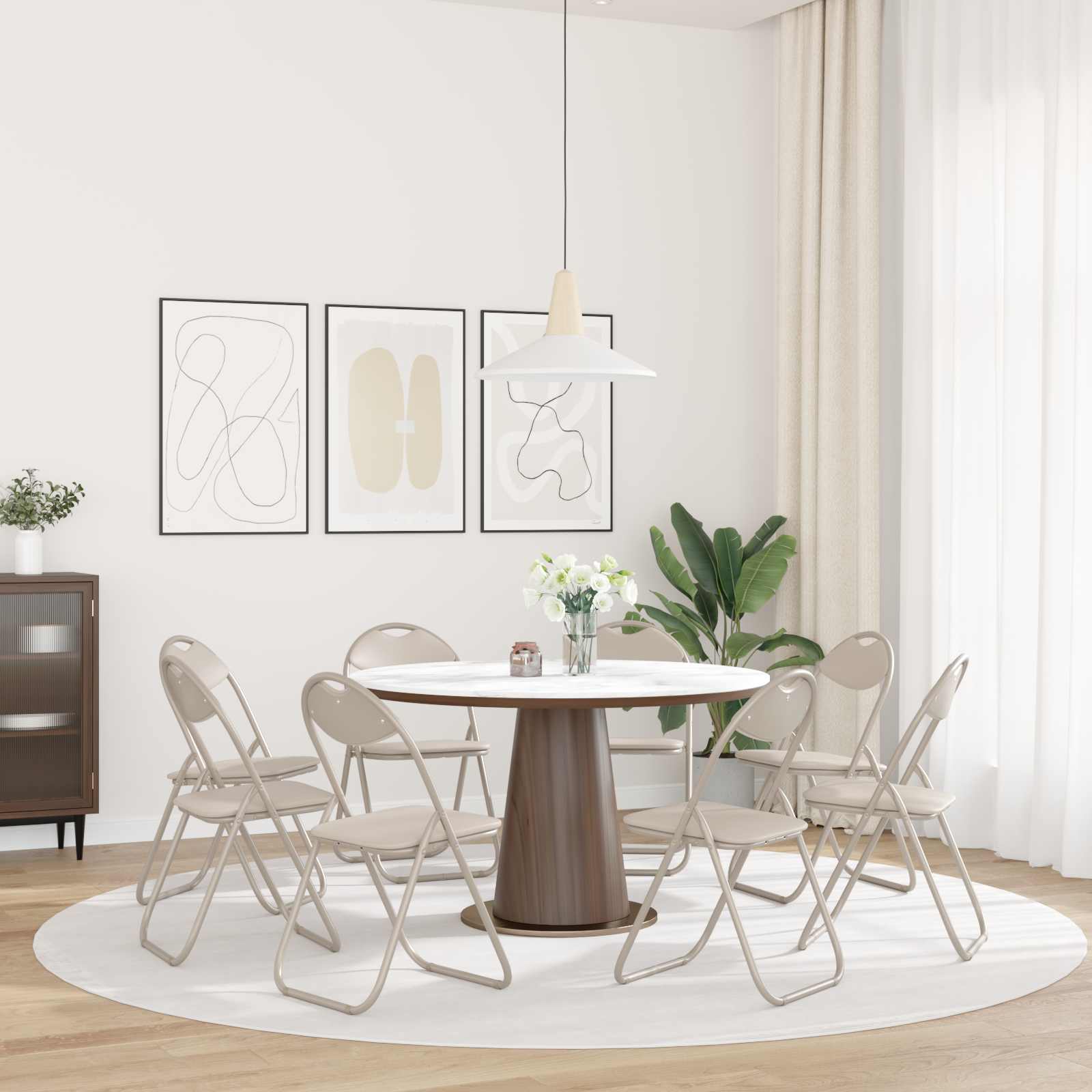 vidaXL Krzesło składane 8 pcs piaskowy 48 x 43,5 x 81 cm