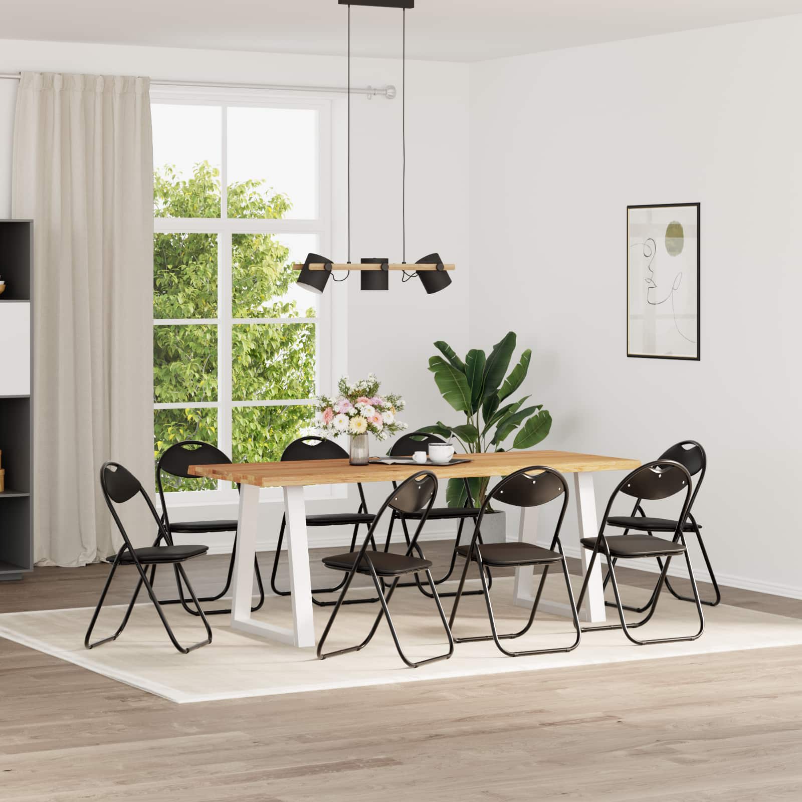 vidaXL Krzesło składane 8 pcs Czarny 48 x 43,5 x 81 cm