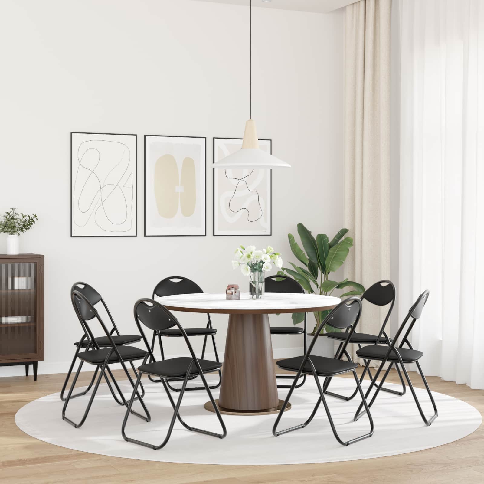 vidaXL Krzesło składane 8 pcs Czarny 48 x 43,5 x 81 cm