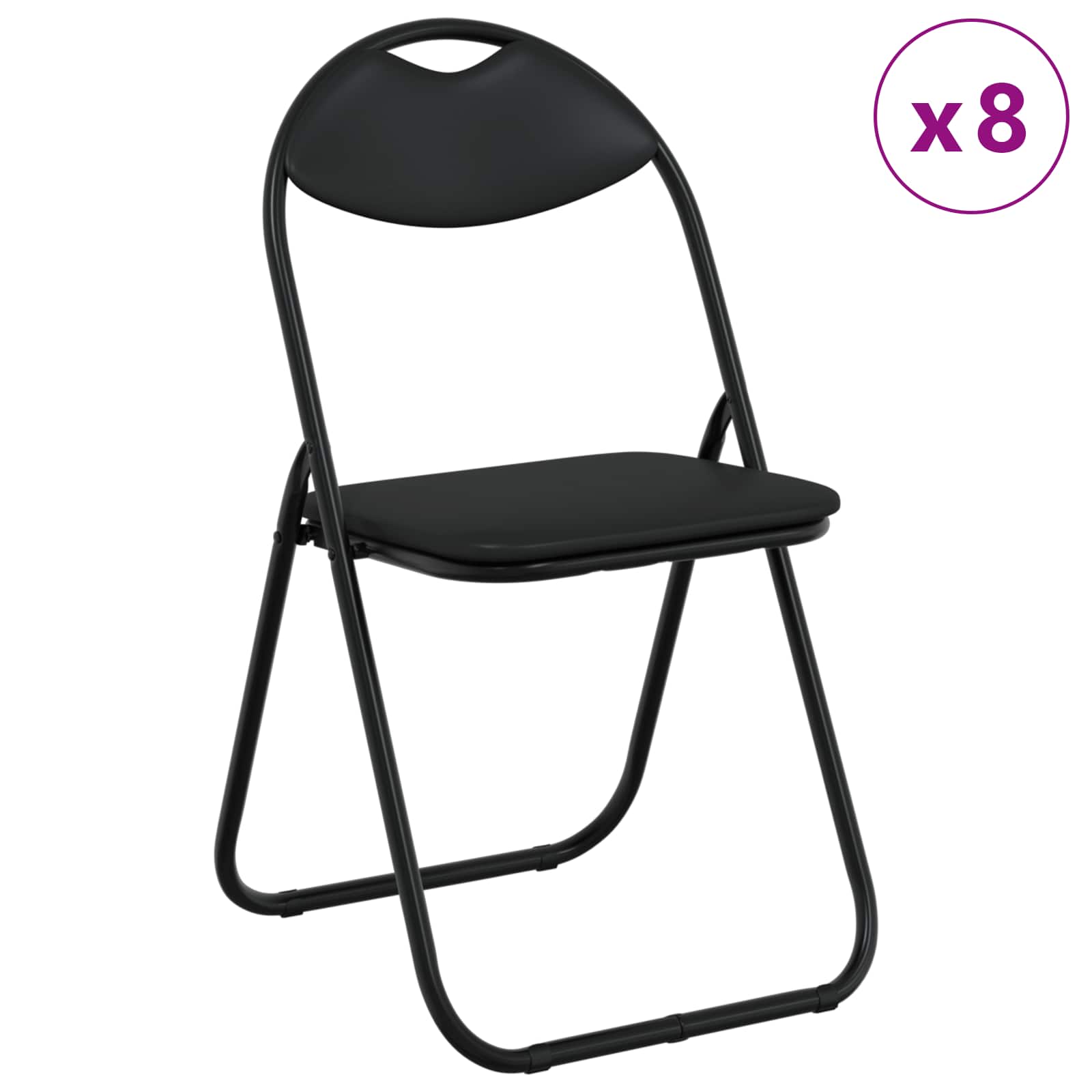 vidaXL Krzesło składane 8 pcs Czarny 48 x 43,5 x 81 cm