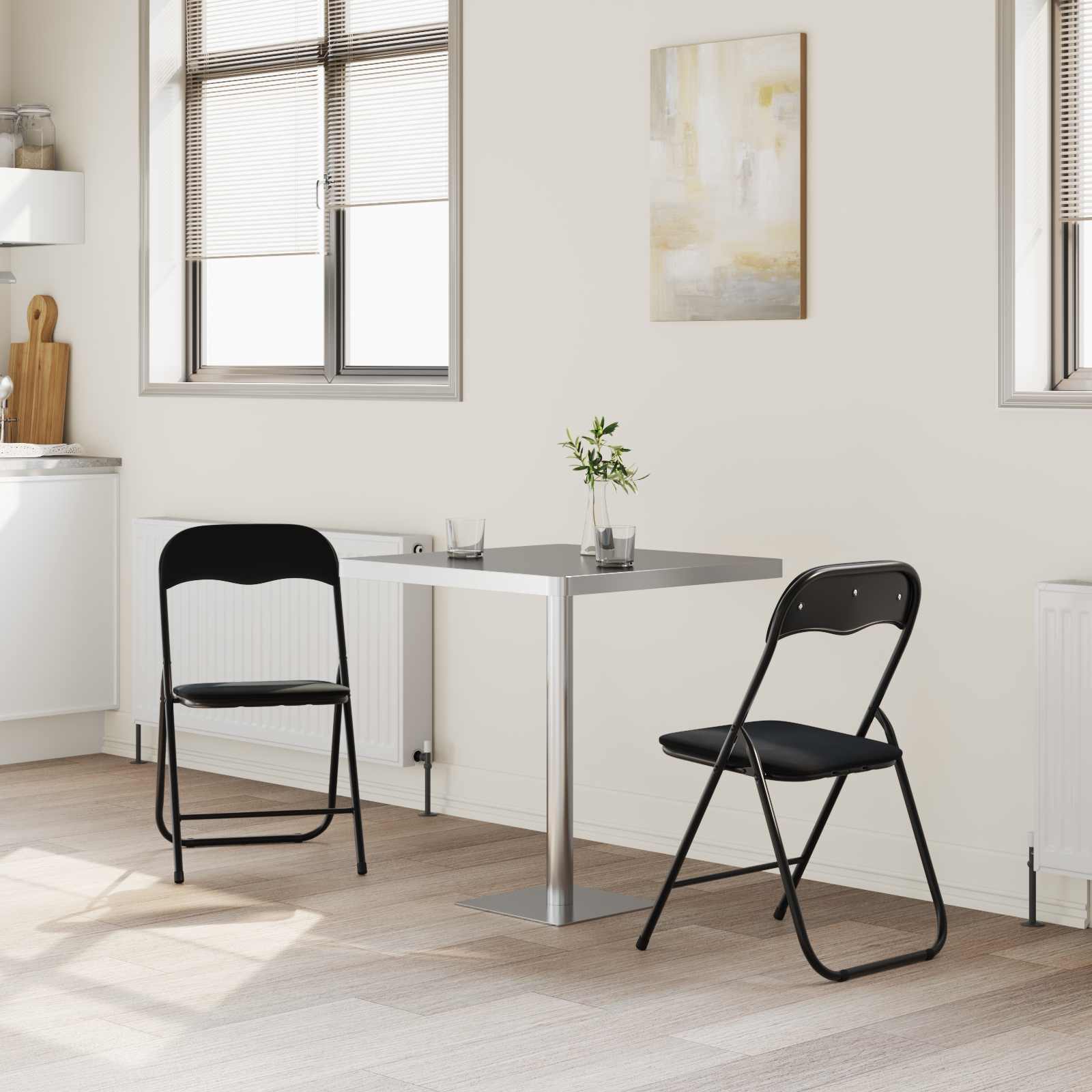 vidaXL Krzesło składane 2 pcs Czarny 48 x 44 x 78 cm Aksamit