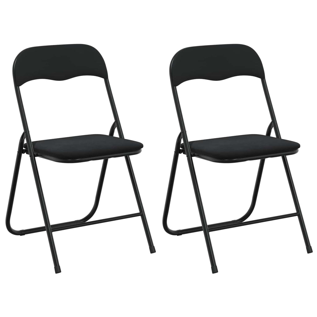 vidaXL Krzesło składane 2 pcs Czarny 48 x 44 x 78 cm Aksamit