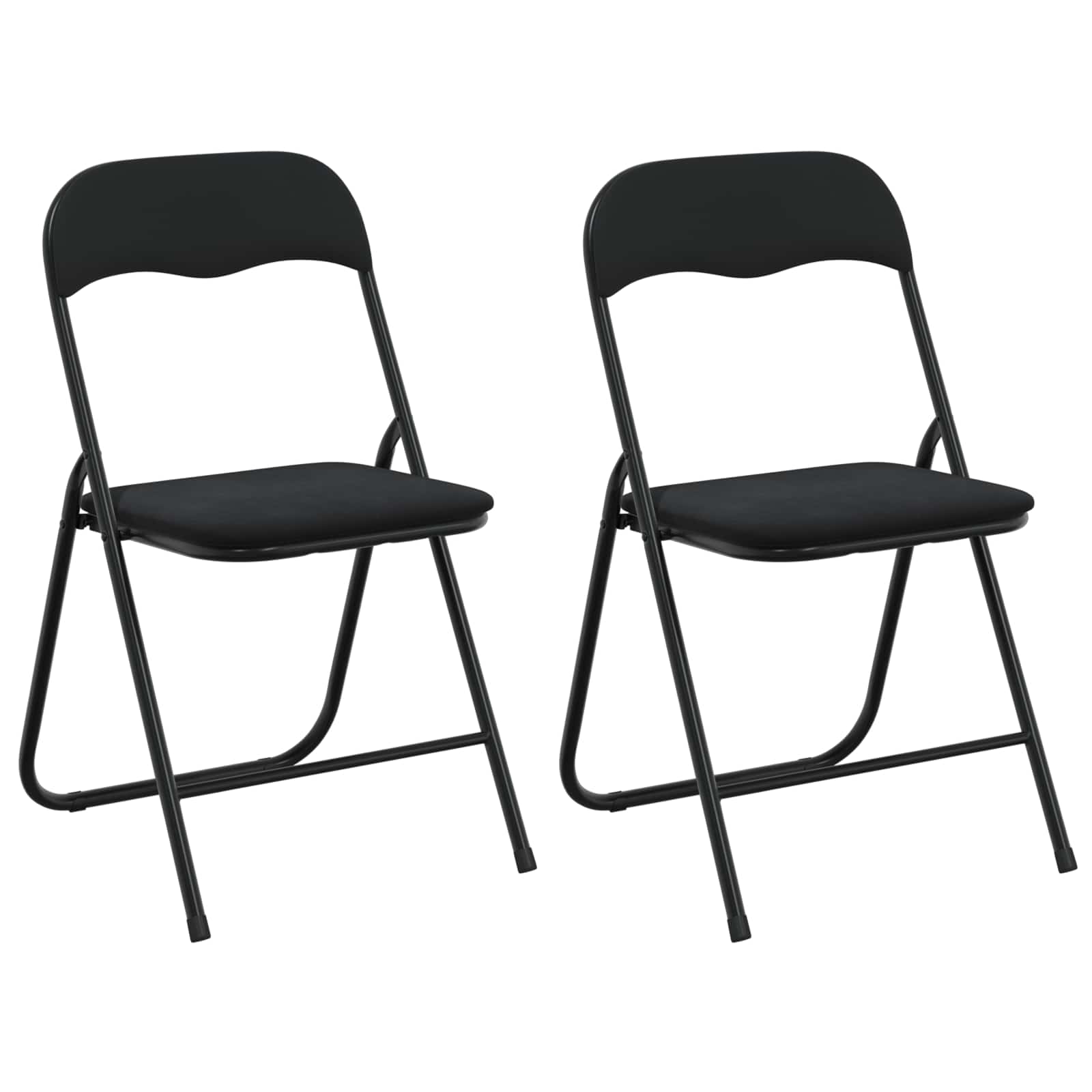 vidaXL Krzesło składane 2 pcs Czarny 48 x 44 x 78 cm Aksamit