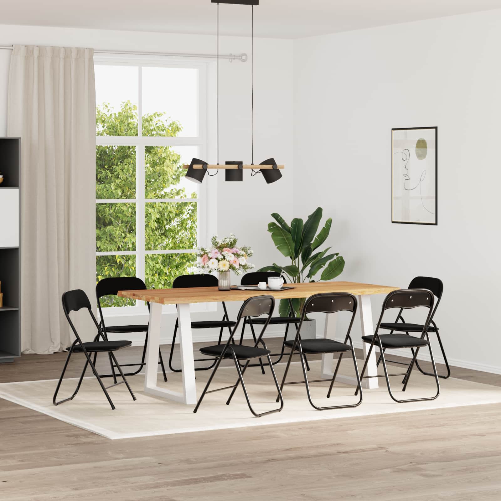 vidaXL Krzesło składane 8 pcs Czarny 48 x 44 x 78 cm Aksamit