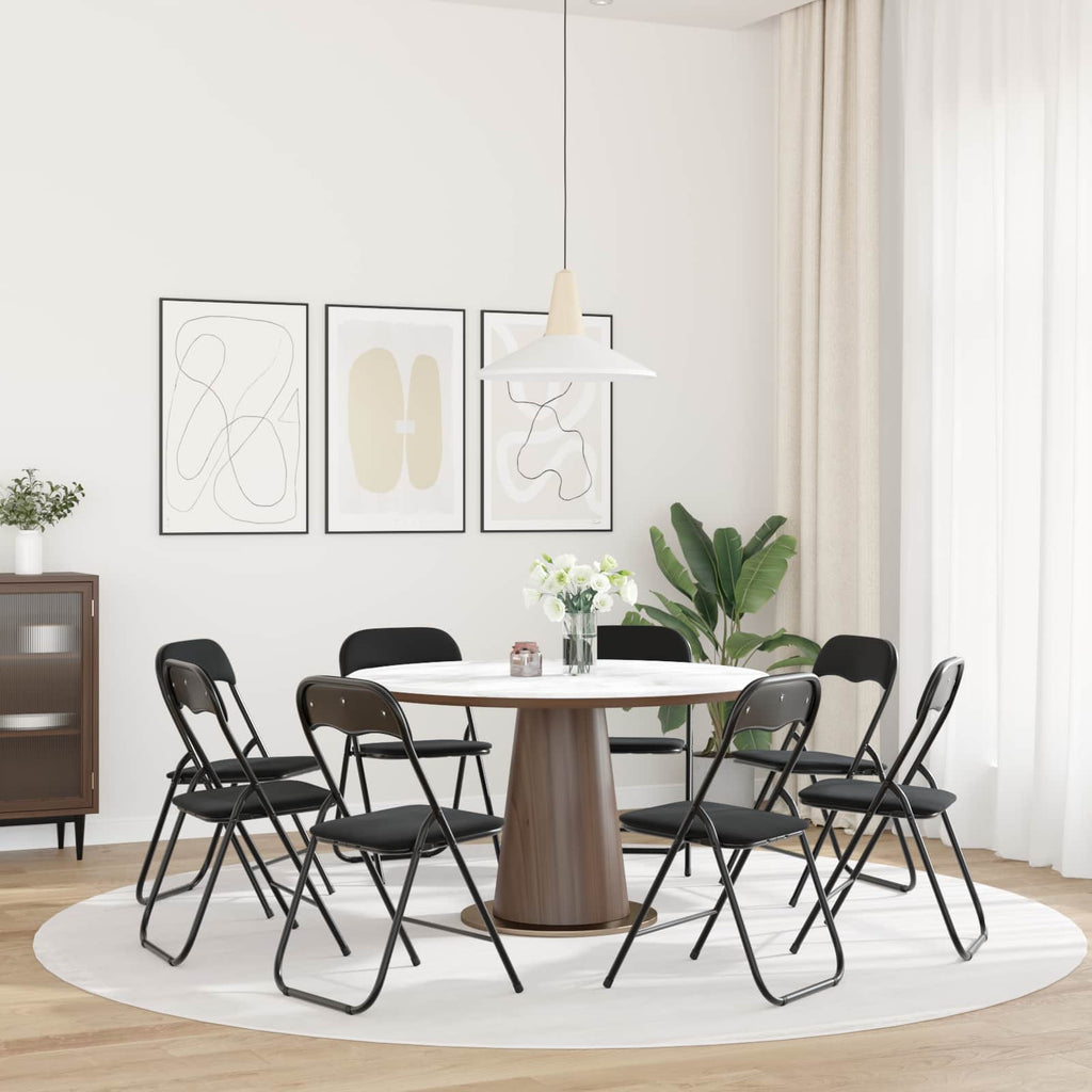 vidaXL Krzesło składane 8 pcs Czarny 48 x 44 x 78 cm Aksamit