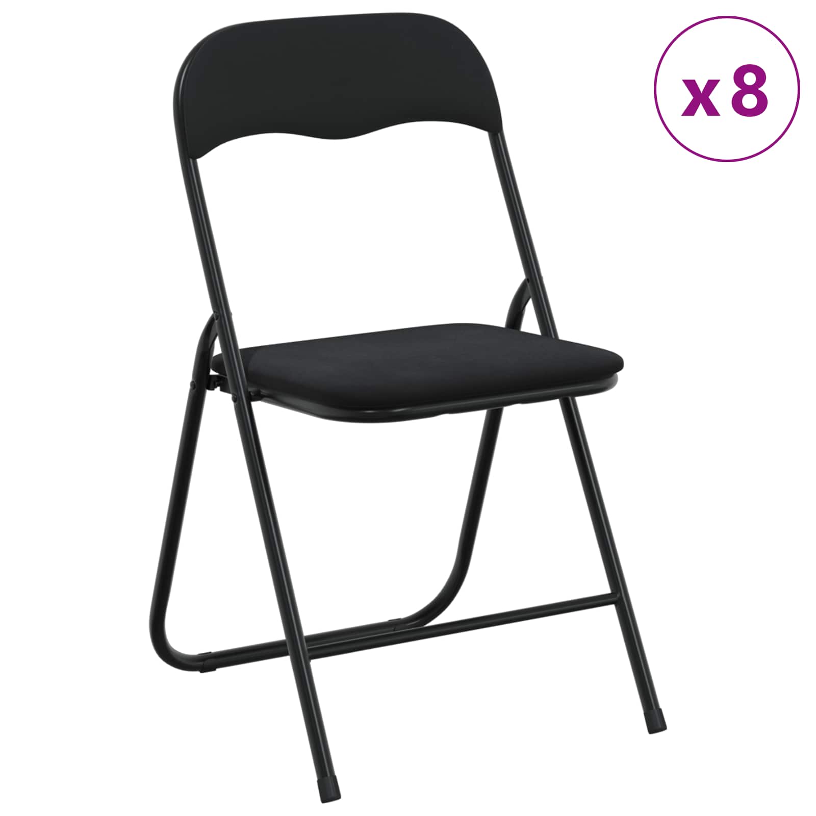 vidaXL Krzesło składane 8 pcs Czarny 48 x 44 x 78 cm Aksamit