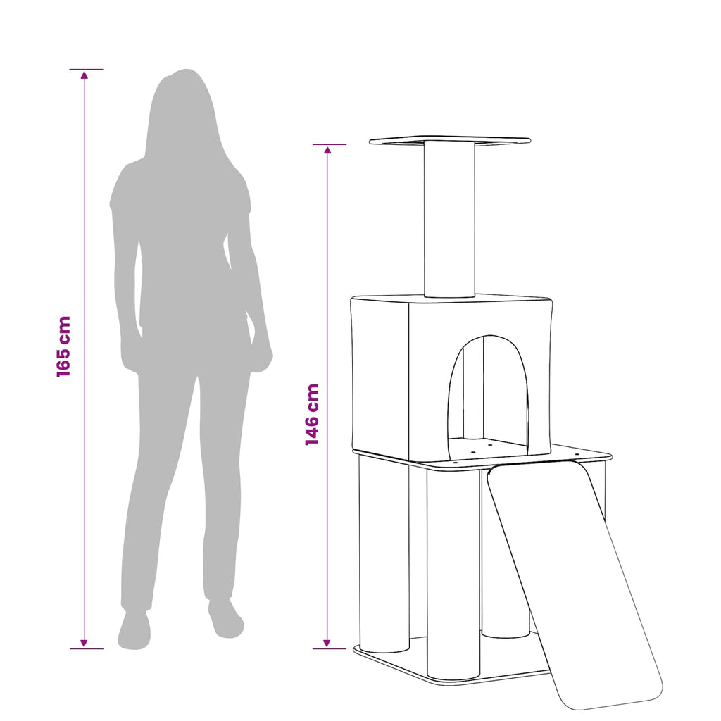 vidaXL Drewno dla kotów z drapakami sisalowymi jasnoszary 146 cm