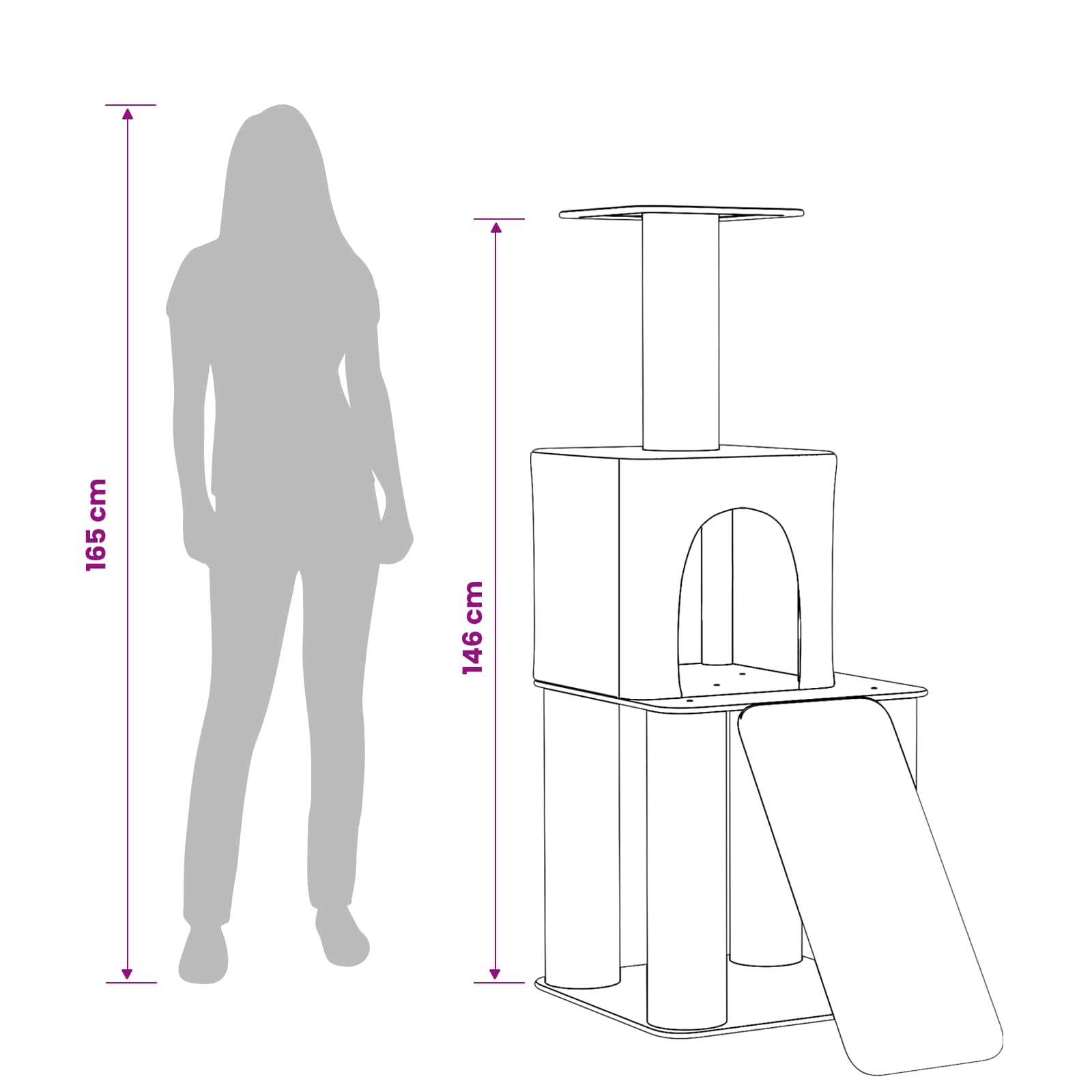 vidaXL Drewno dla kotów z drapakami sisalowymi ciemnoszary 146 cm