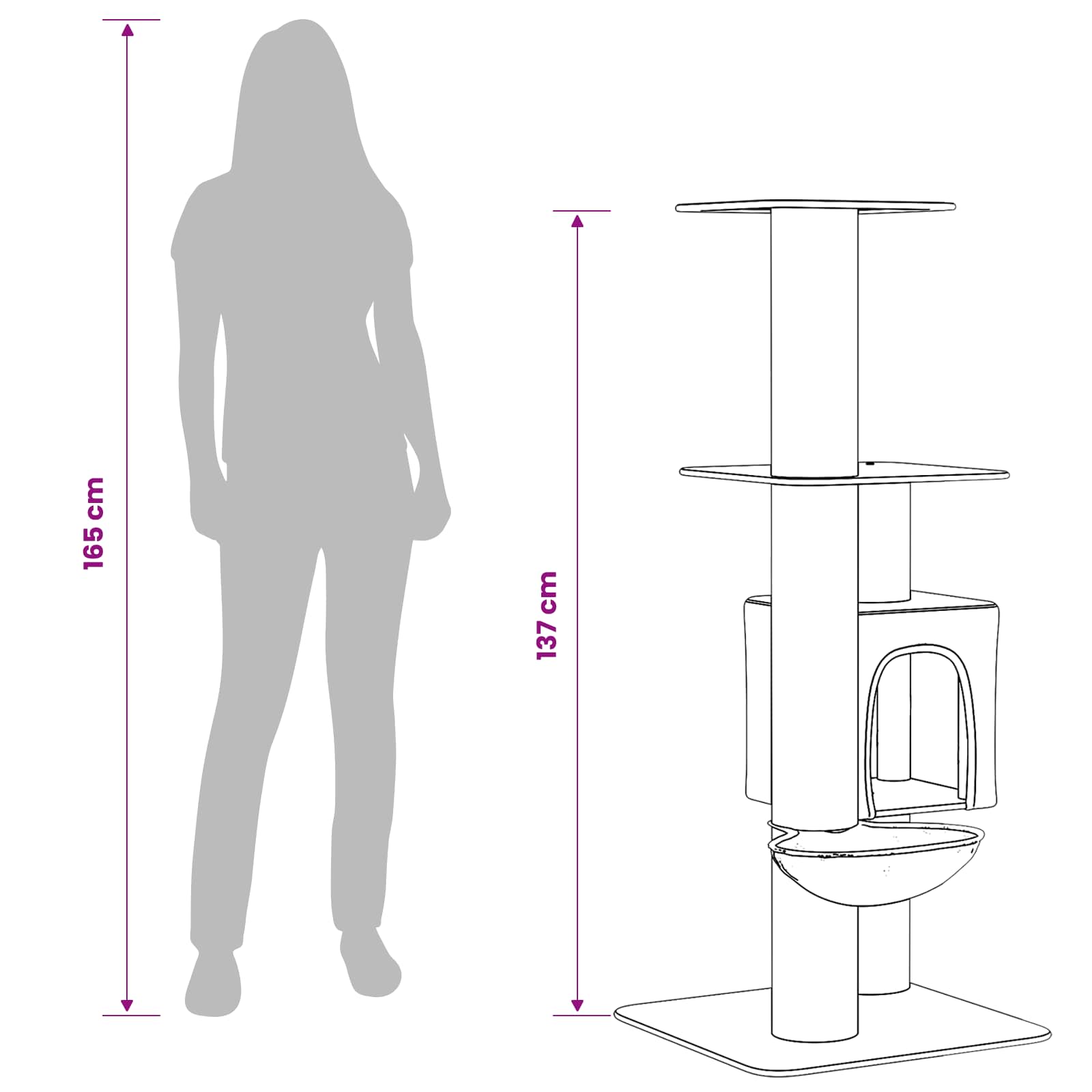 vidaXL Drewno dla kotów z drapakami sisalowymi kremowy 137 cm