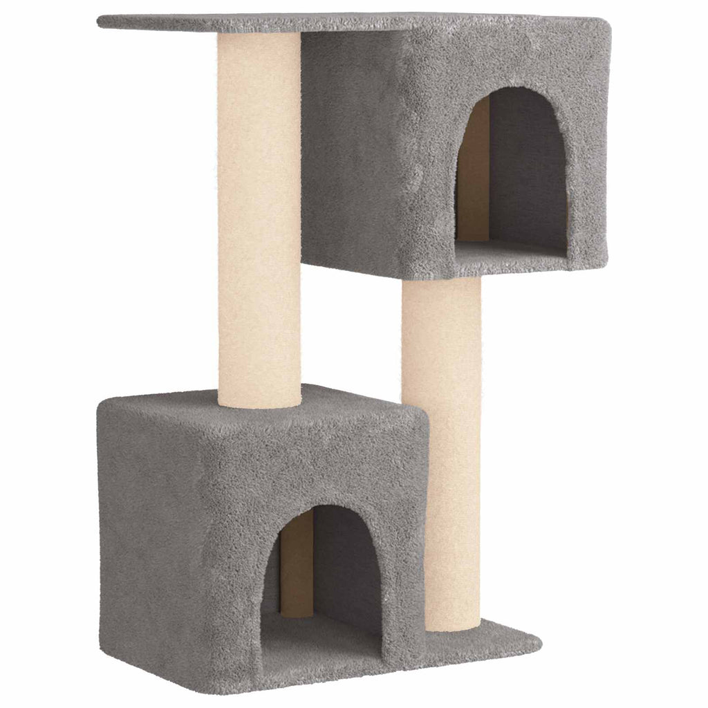 vidaXL Drewno dla kotów z drapakami sisalowymi jasnoszary 114 cm