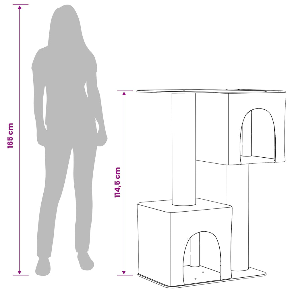 vidaXL Drewno dla kotów z drapakami sisalowymi jasnoszary 114 cm