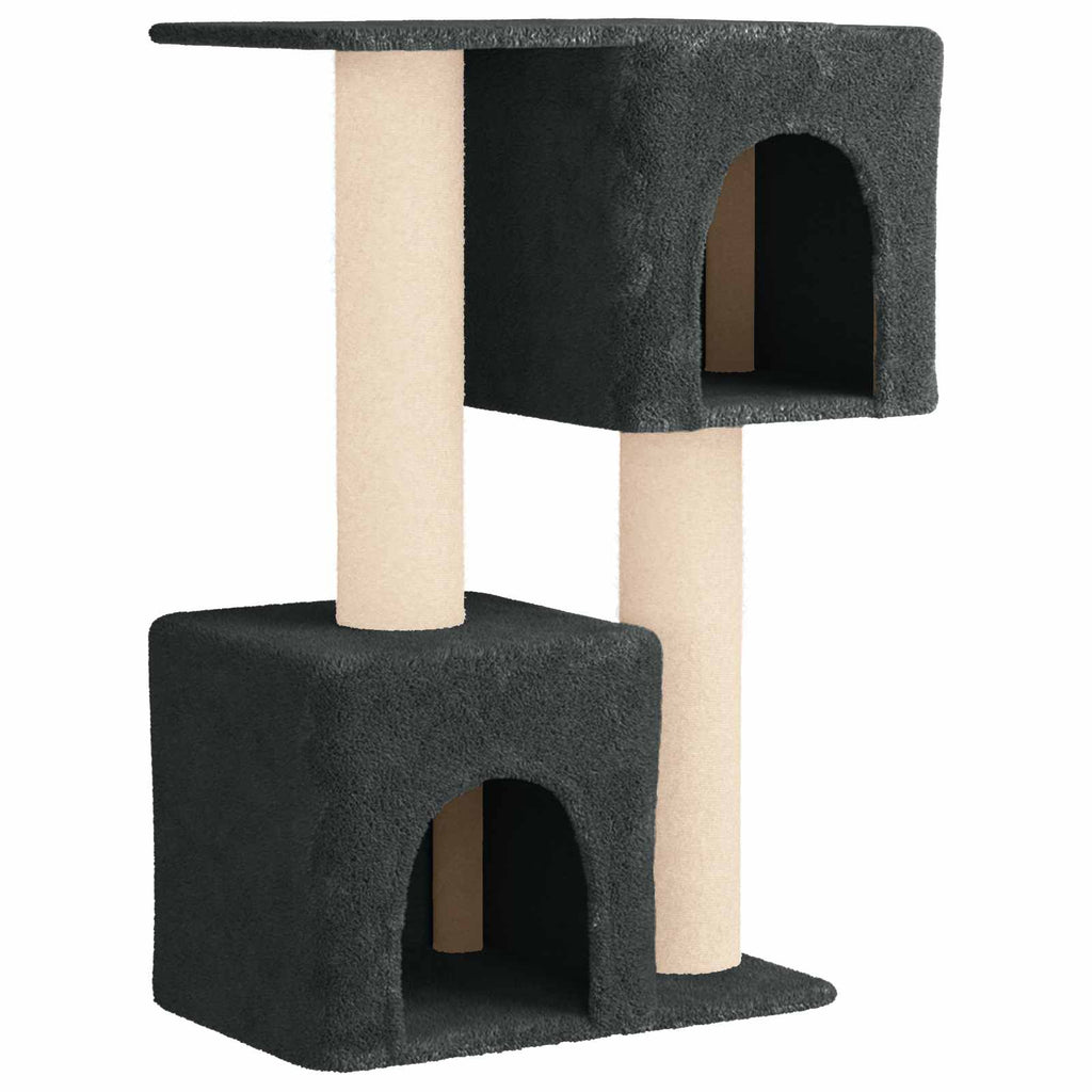 vidaXL Drewno dla kotów z drapakami sisalowymi ciemnoszary 114 cm