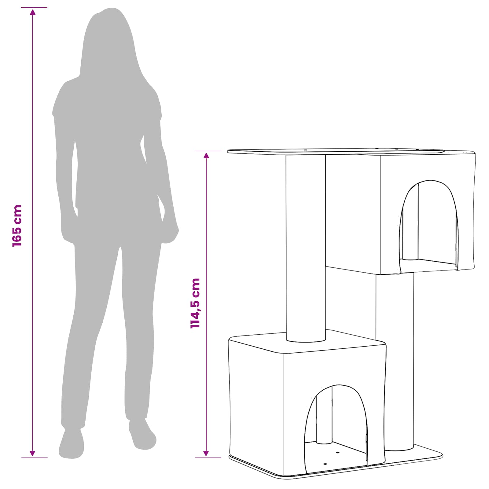 vidaXL Drewno dla kotów z drapakami sisalowymi ciemnoszary 114 cm