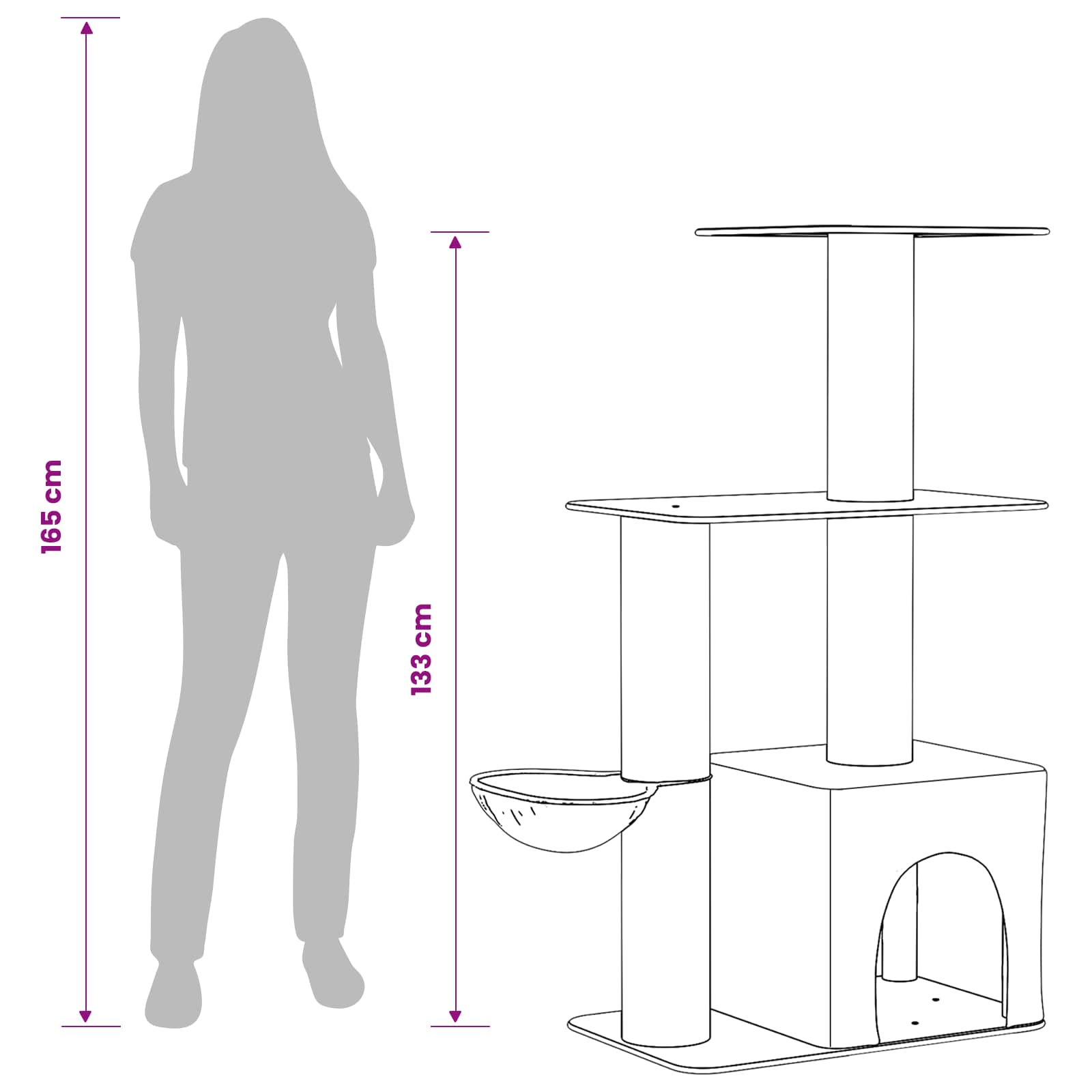 vidaXL Drewno dla kotów z drapakami sisalowymi ciemnoszary 133 cm