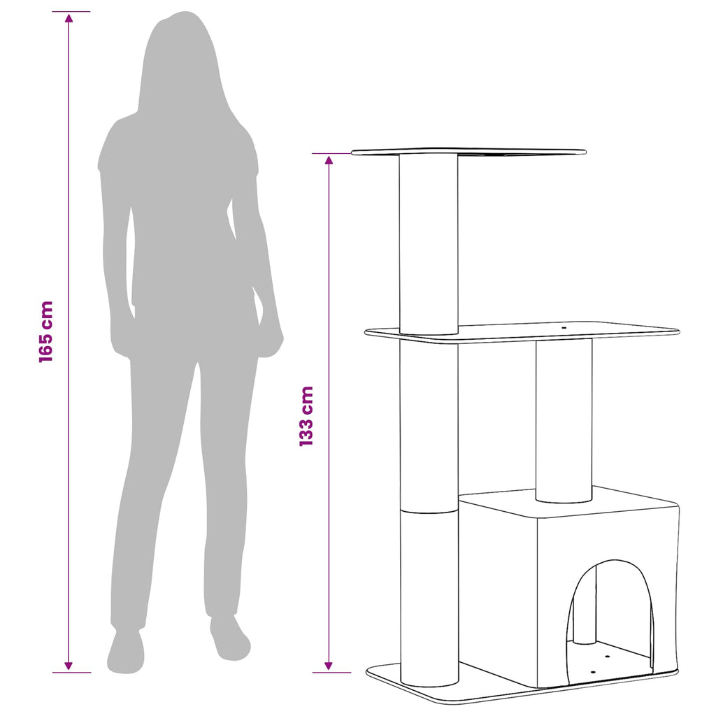 vidaXL Drewno dla kotów z drapakami sisalowymi ciemnoszary 133 cm