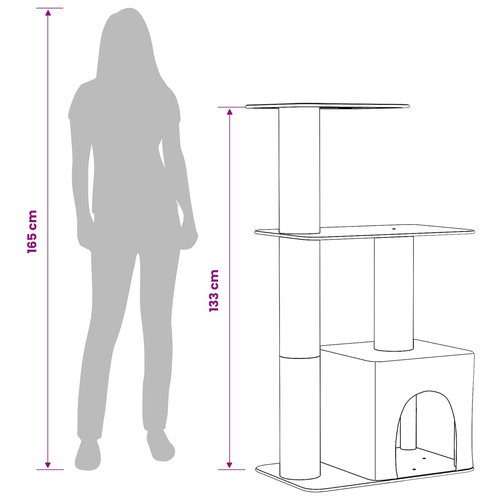 vidaXL Drewno dla kotów z drapakami sisalowymi ciemnoszary 133 cm