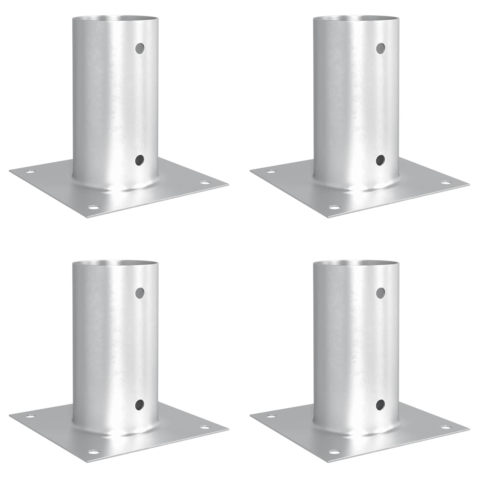 vidaXL Okrągły kotwicy gruntowej 4 pcs srebrny 15 x 15 x 15 cm Metal