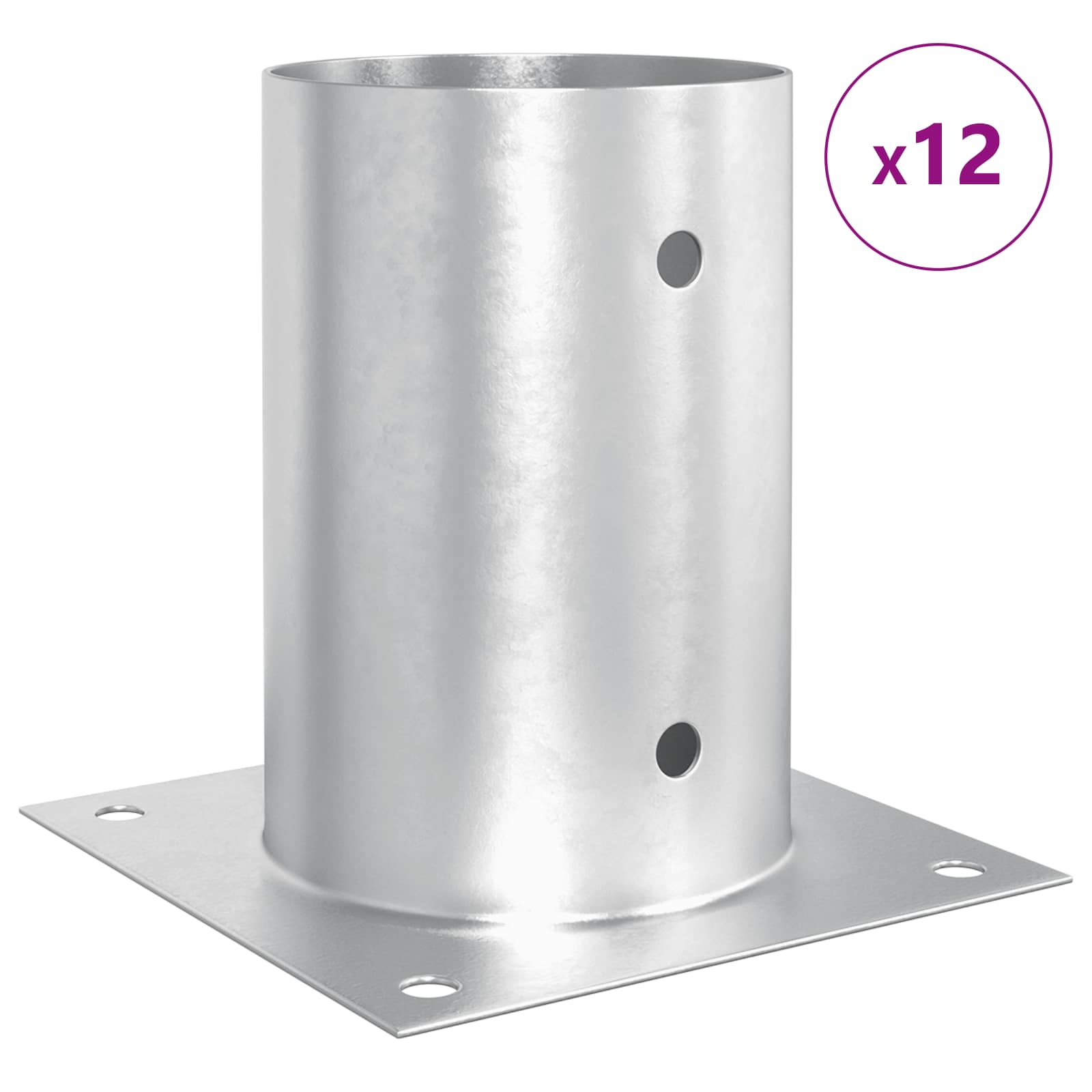 vidaXL Okrągły kotwicy gruntowej 12 pcs srebrny 15 x 15 x 15 cm Metal