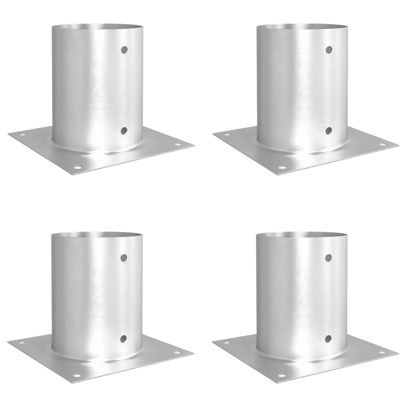 vidaXL Okrągły kotwicy gruntowej 4 pcs srebrny 18 x 18 x 15 cm Metal