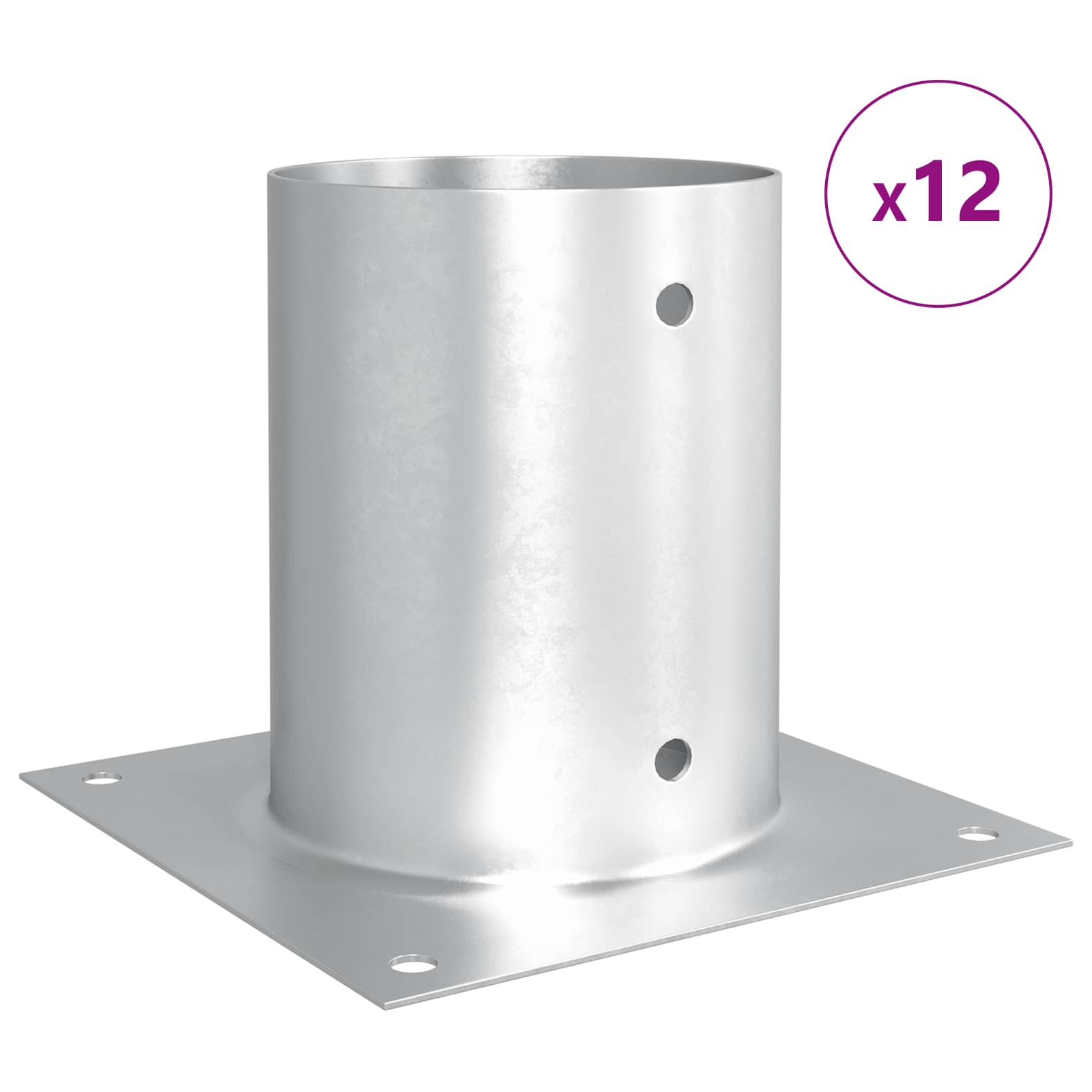 vidaXL Okrągły kotwicy gruntowej 12 pcs srebrny 18 x 18 x 15 cm Metal