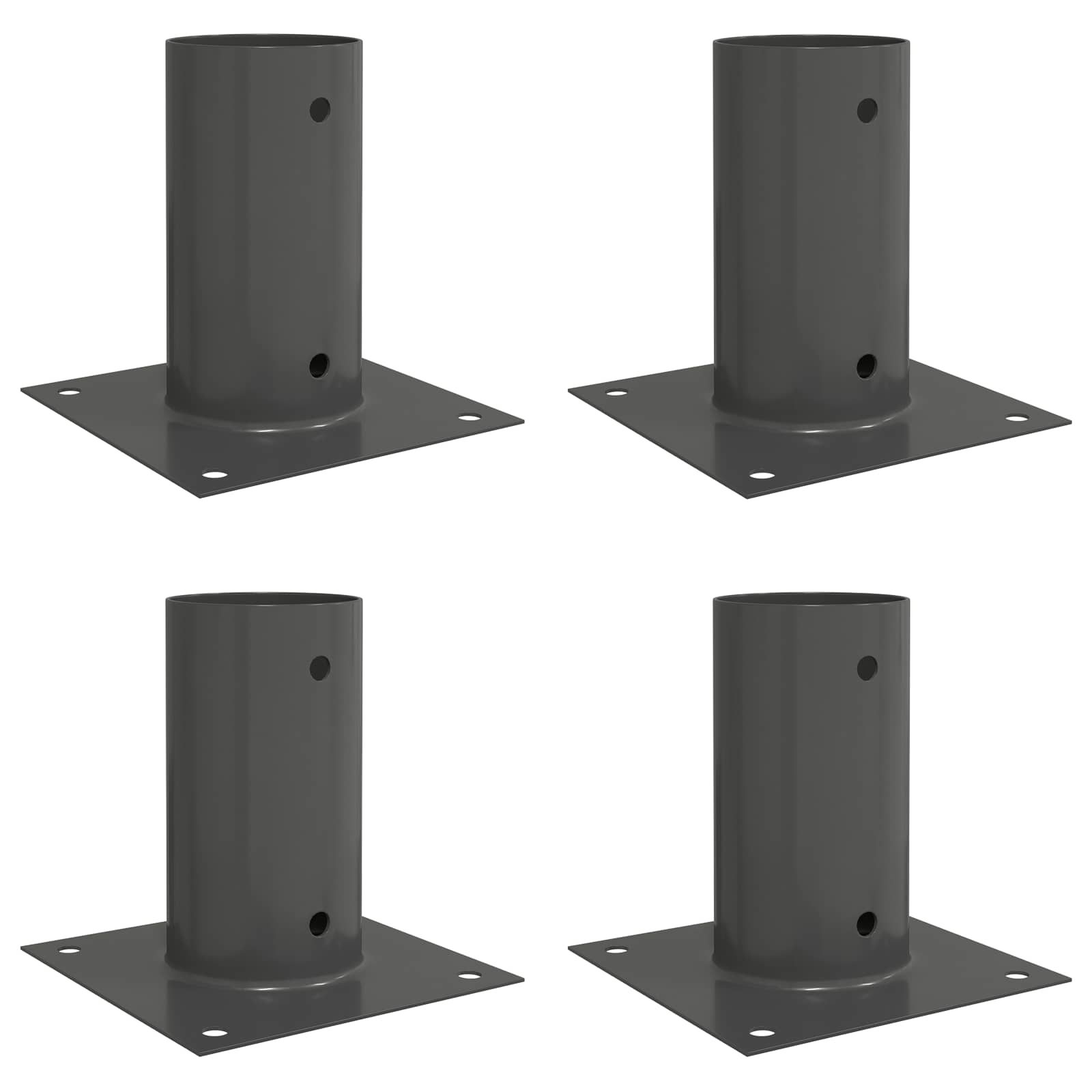 vidaXL Okrągły kotwicy gruntowej 4 pcs antracytowy 15 x 15 x 15 cm