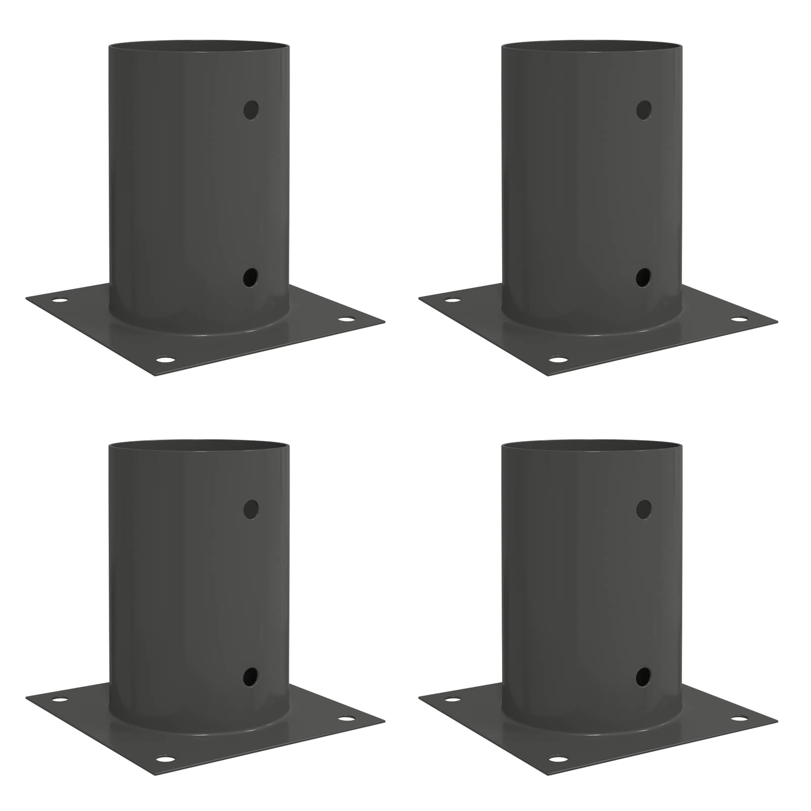 vidaXL Okrągły kotwicy gruntowej 4 pcs antracytowy 15 x 15 x 15 cm