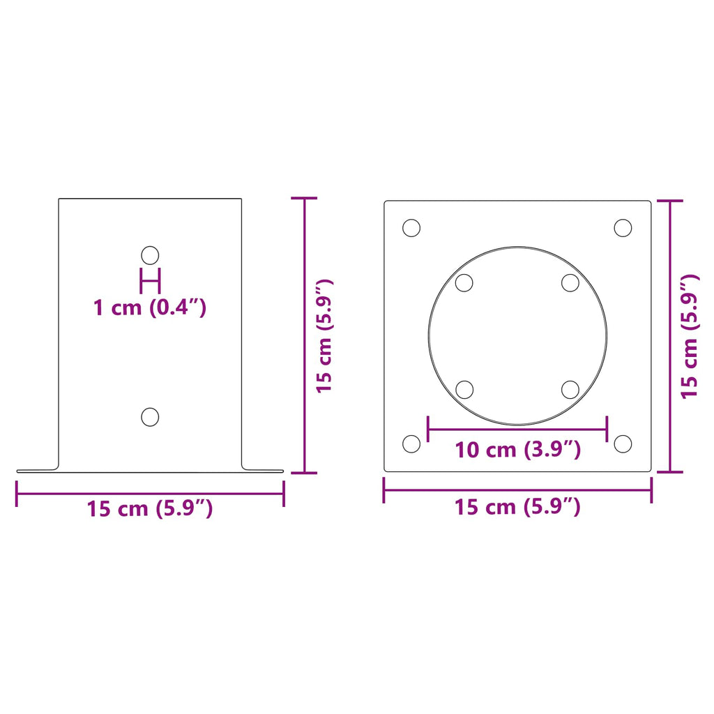 vidaXL Okrągły kotwicy gruntowej 12 pcs antracytowy 15 x 15 x 15 cm