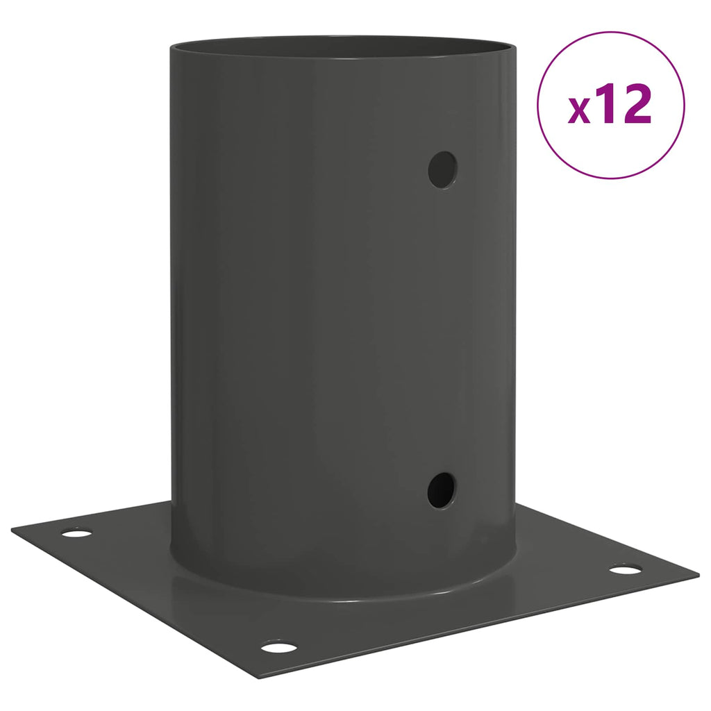 vidaXL Okrągły kotwicy gruntowej 12 pcs antracytowy 15 x 15 x 15 cm