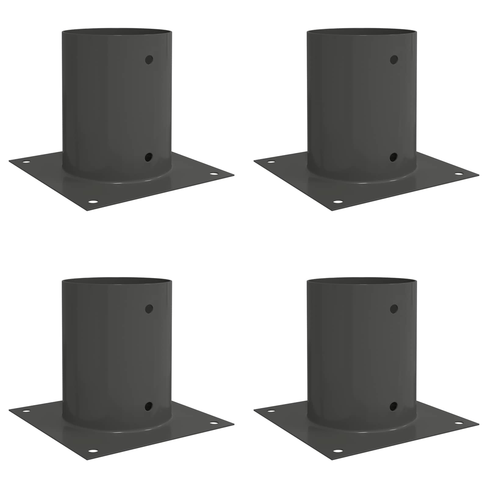 vidaXL Okrągły kotwicy gruntowej 4 pcs antracytowy 18 x 18 x 15 cm