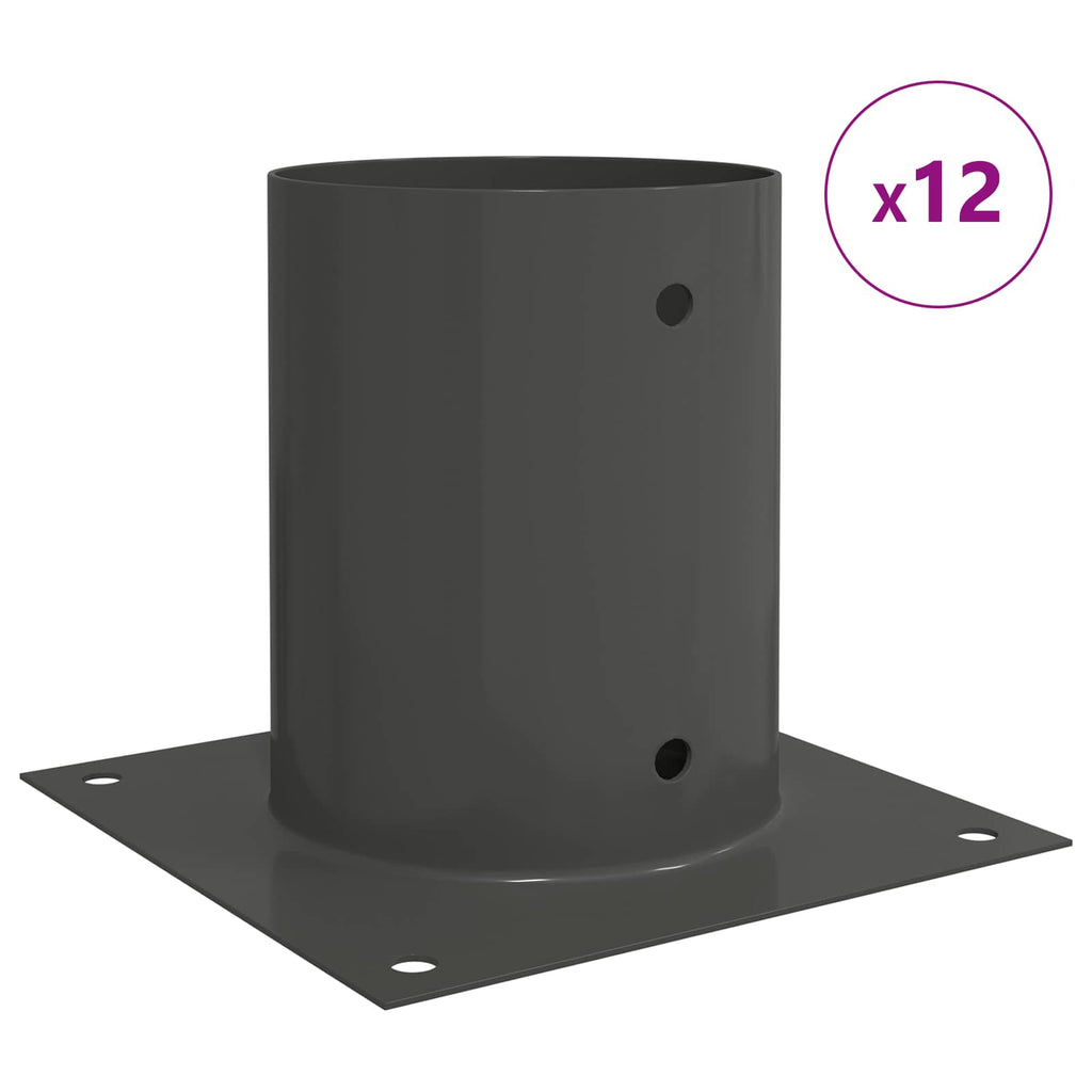 vidaXL Okrągły kotwicy gruntowej 12 pcs antracytowy 18 x 18 x 15 cm