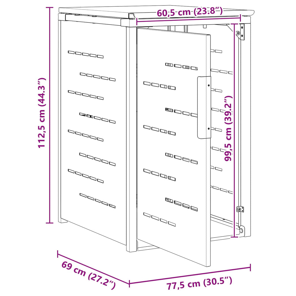 vidaXL Przechowywanie kosza na odpady for 1 Bin 240L Czarny
