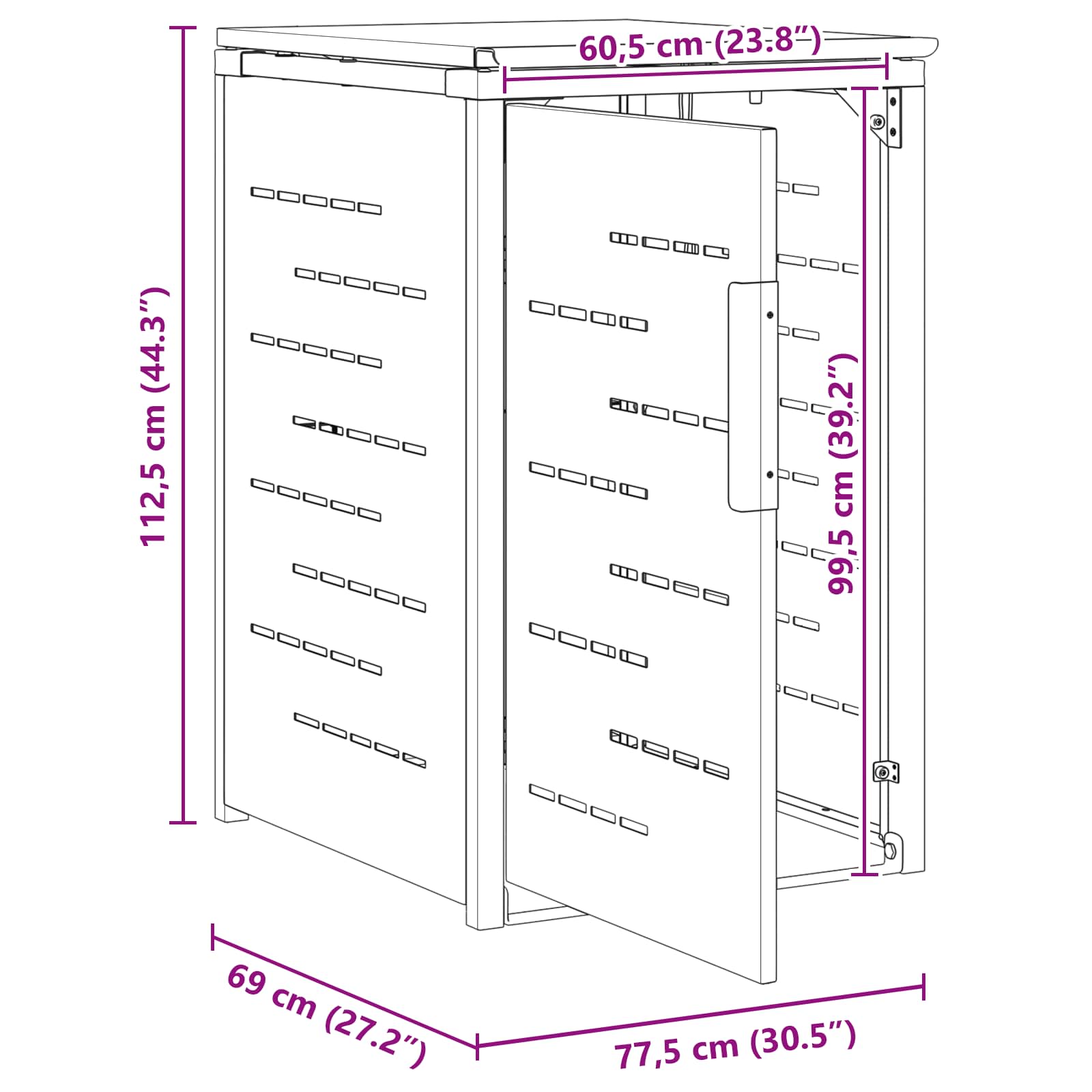 vidaXL Przechowywanie kosza na odpady for 1 Bin 240L Czarny